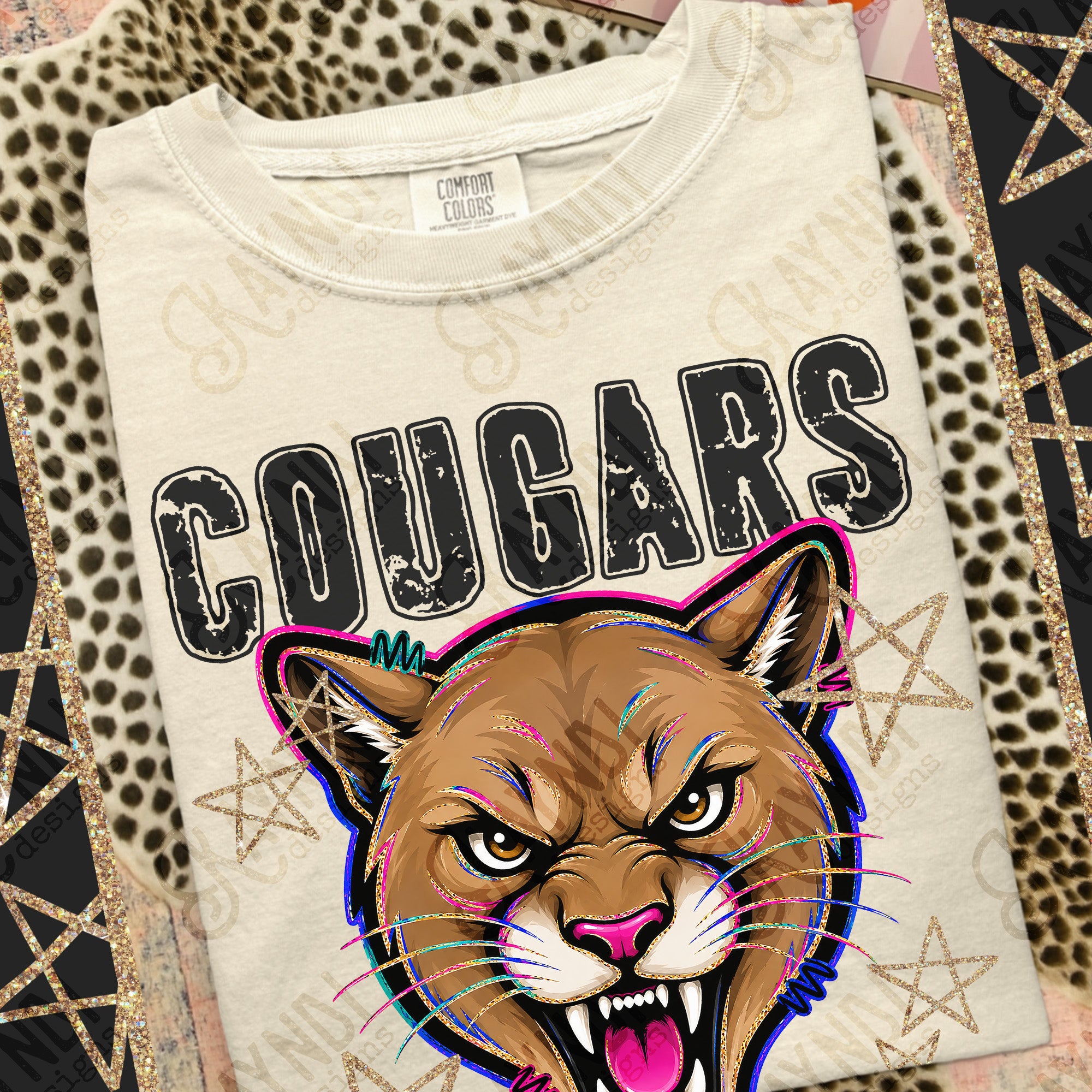 Grunge Varsity Cougars mockup