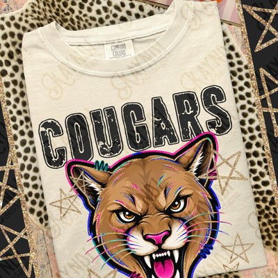 Grunge Varsity Cougars mockup