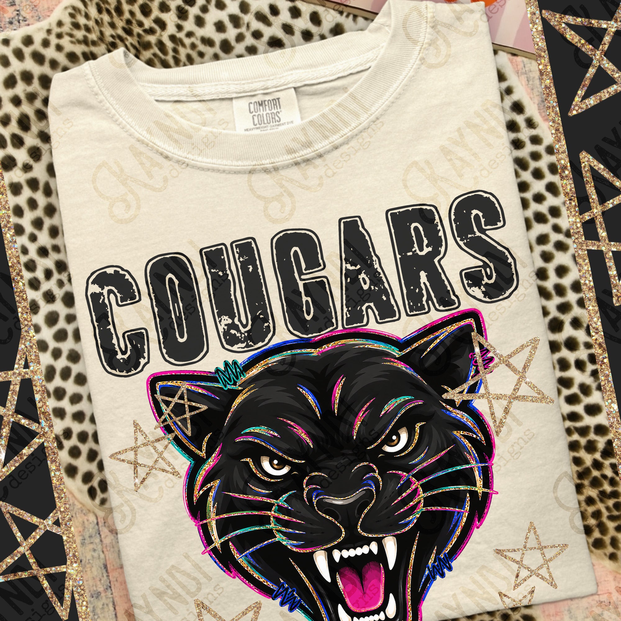 Grunge Varsity Cougars 3 mockup