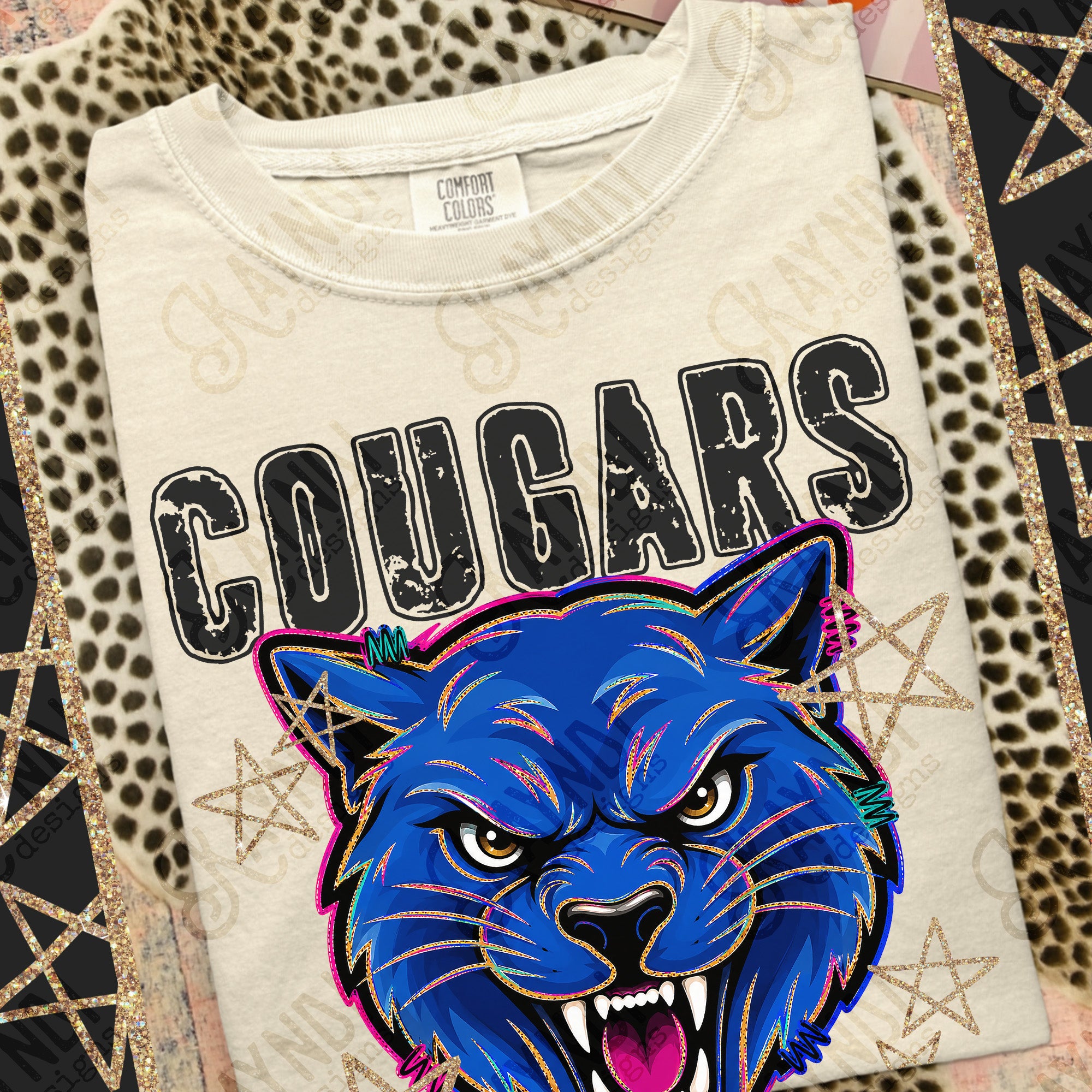Grunge Varsity Cougars 4 mockup