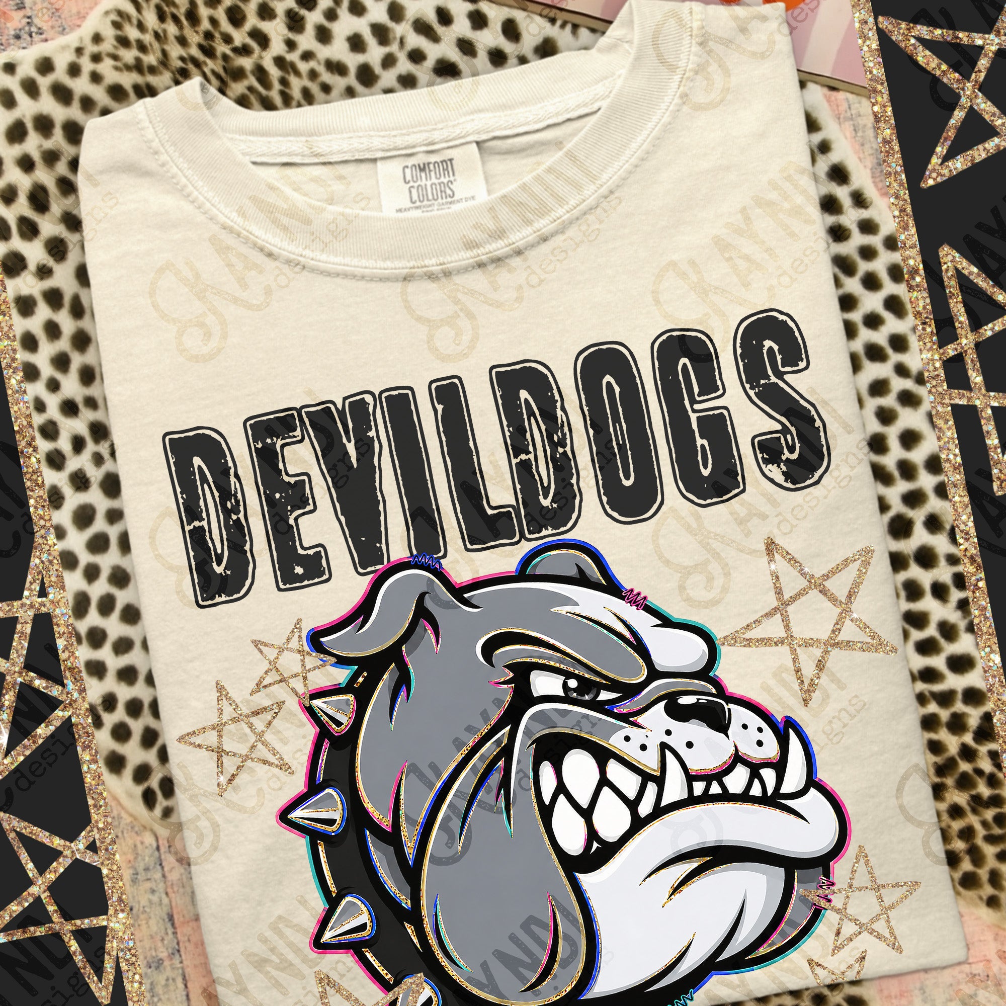 Grunge Varsity Devil Dogs 5 mockup
