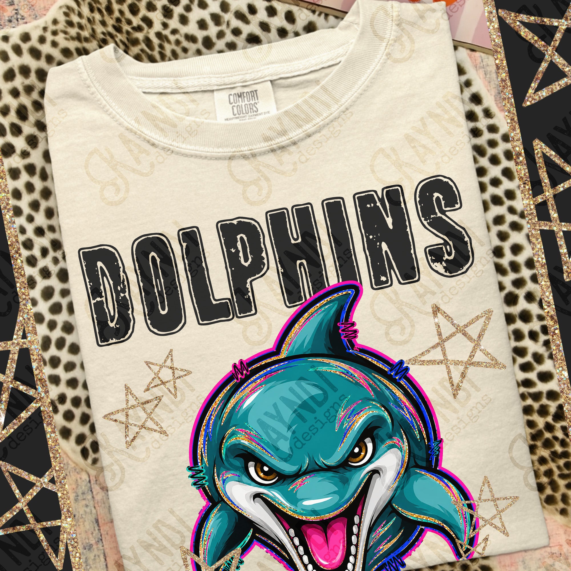 Grunge Varsity Dolphins mockup