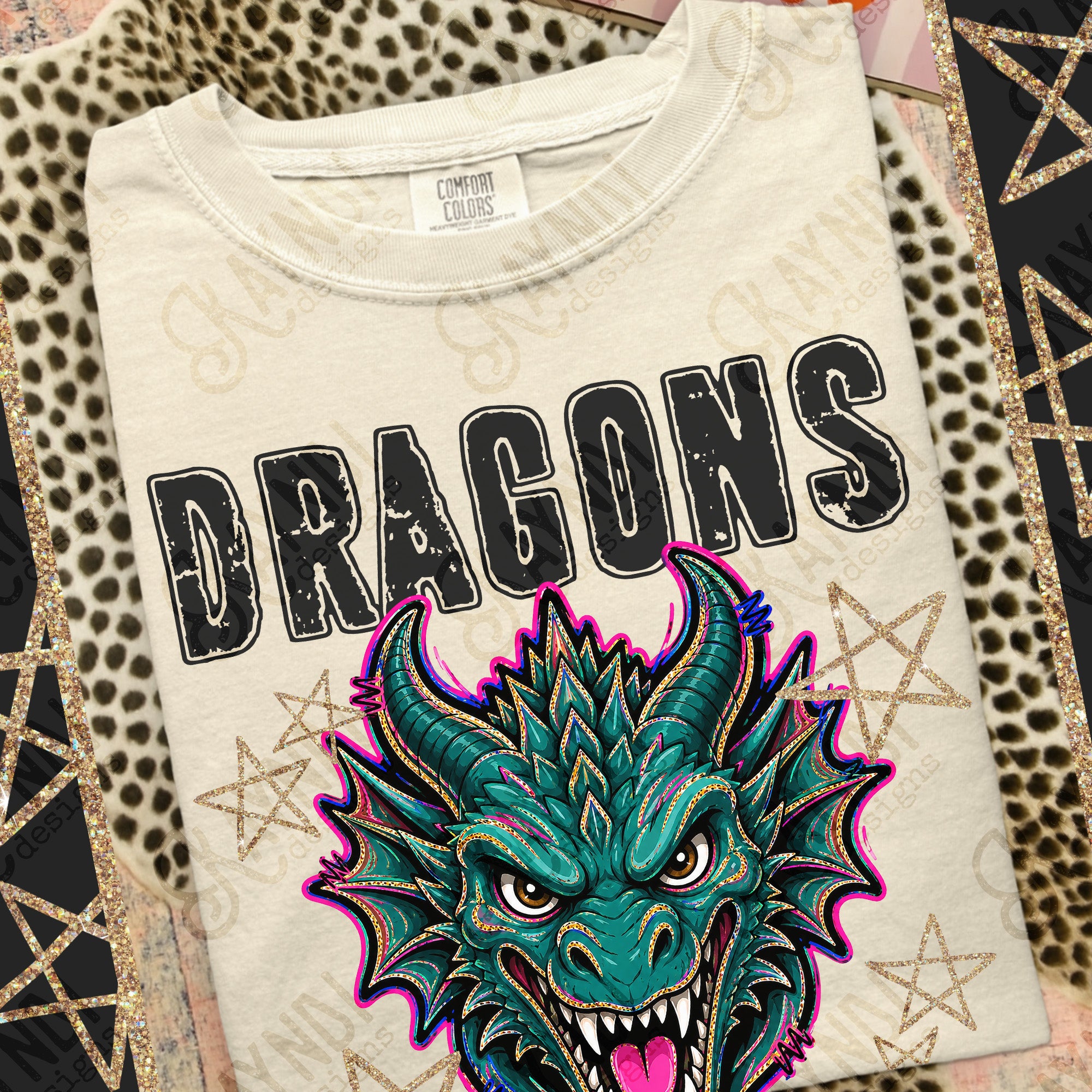 Grunge Varsity Dragons mockup