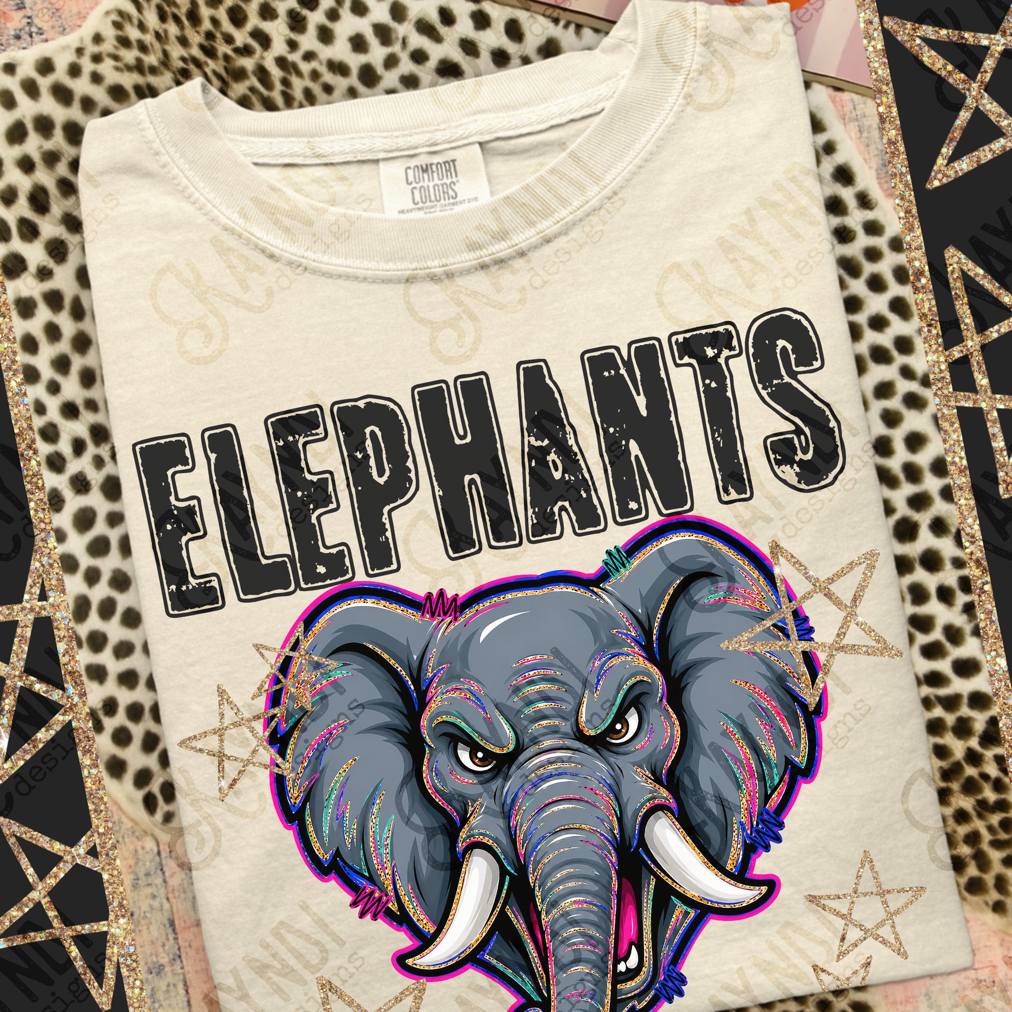 Grunge Varsity Elephants mockup