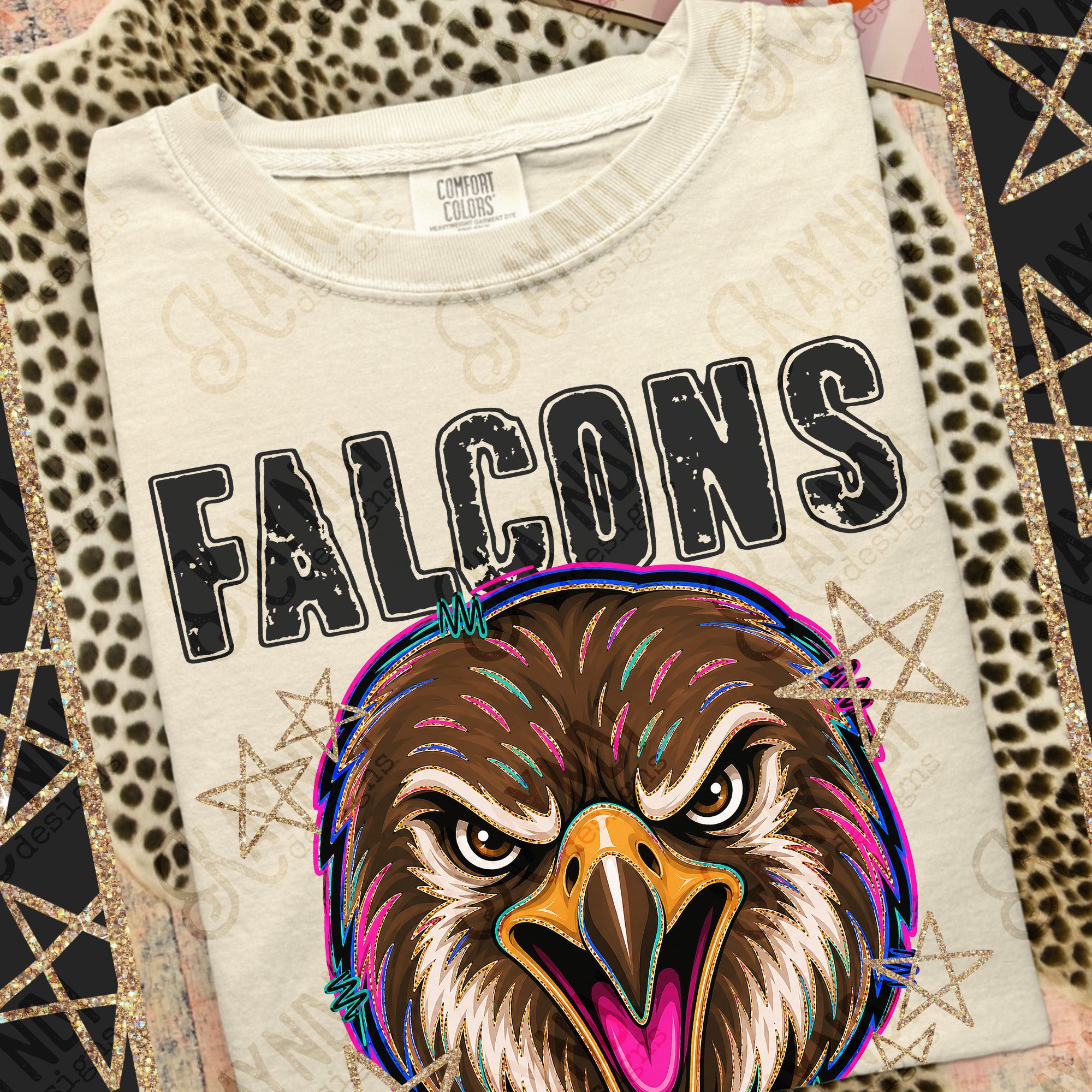 Grunge Varsity Falcons mockup