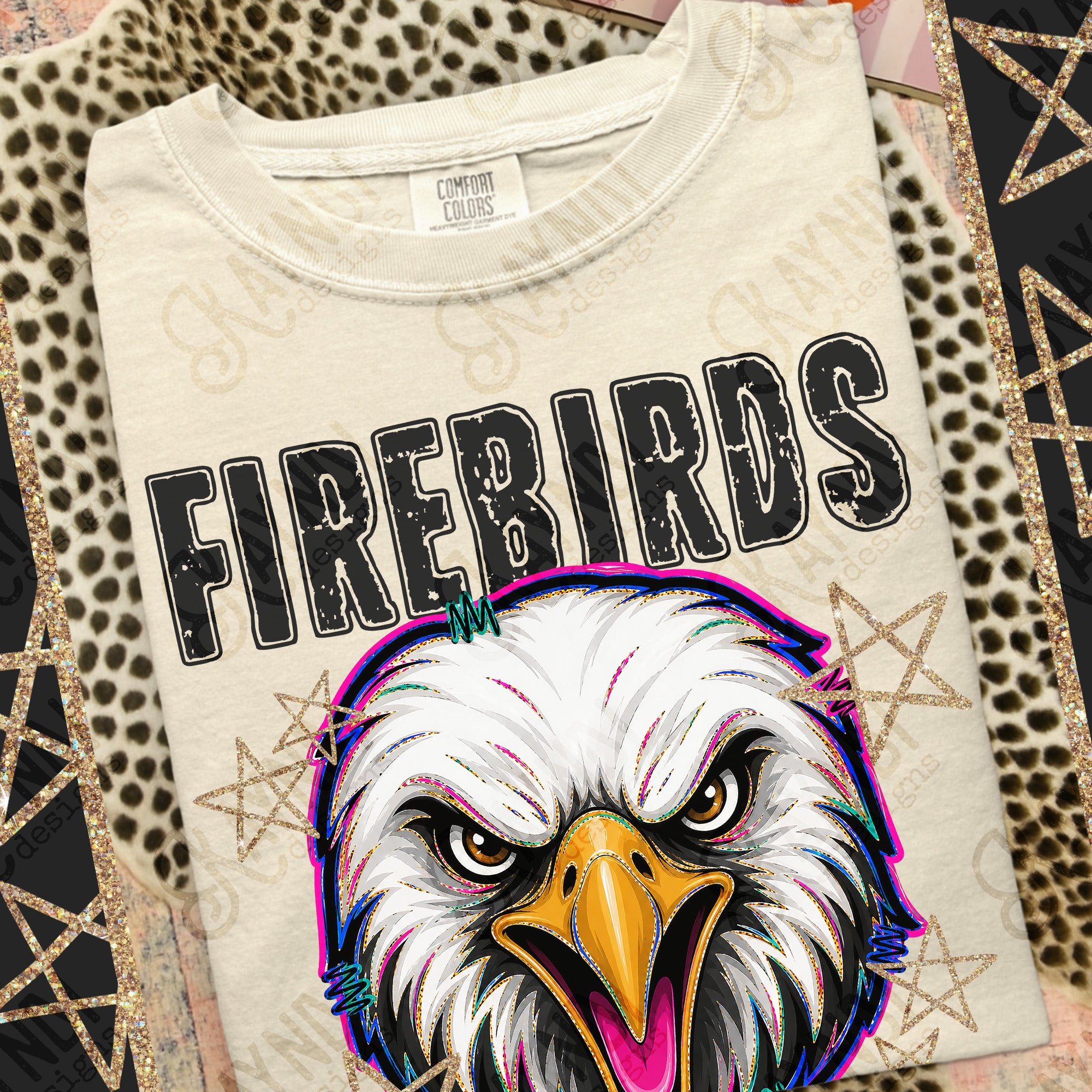 Grunge Varsity Firebirds mockup