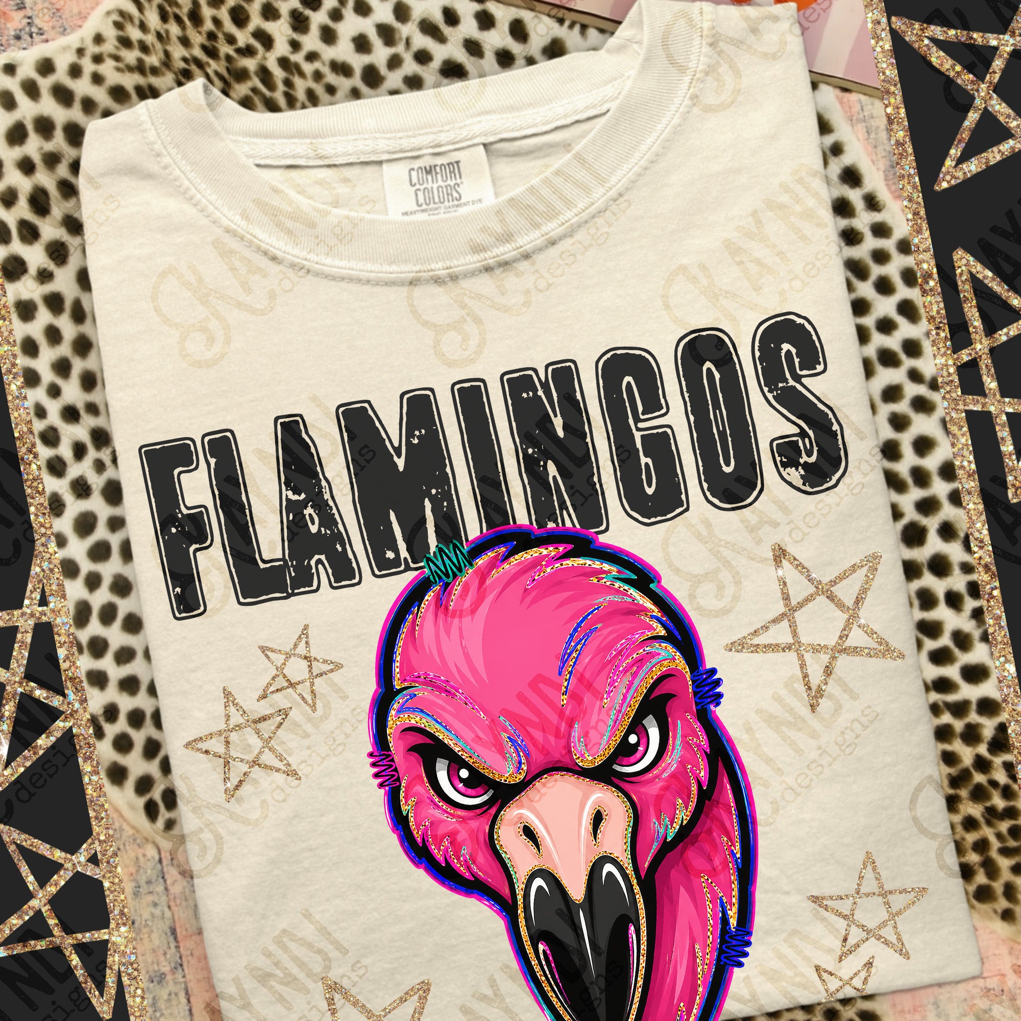 Grunge Varsity Flamingos mockup