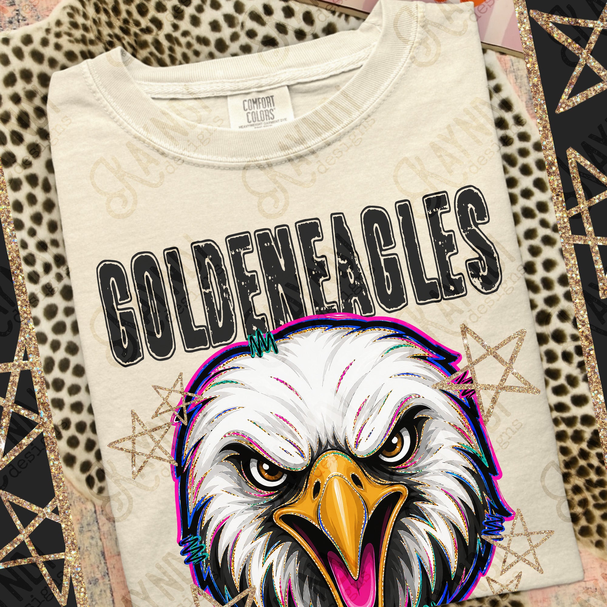 Grunge Varsity Golden Eagles mockup