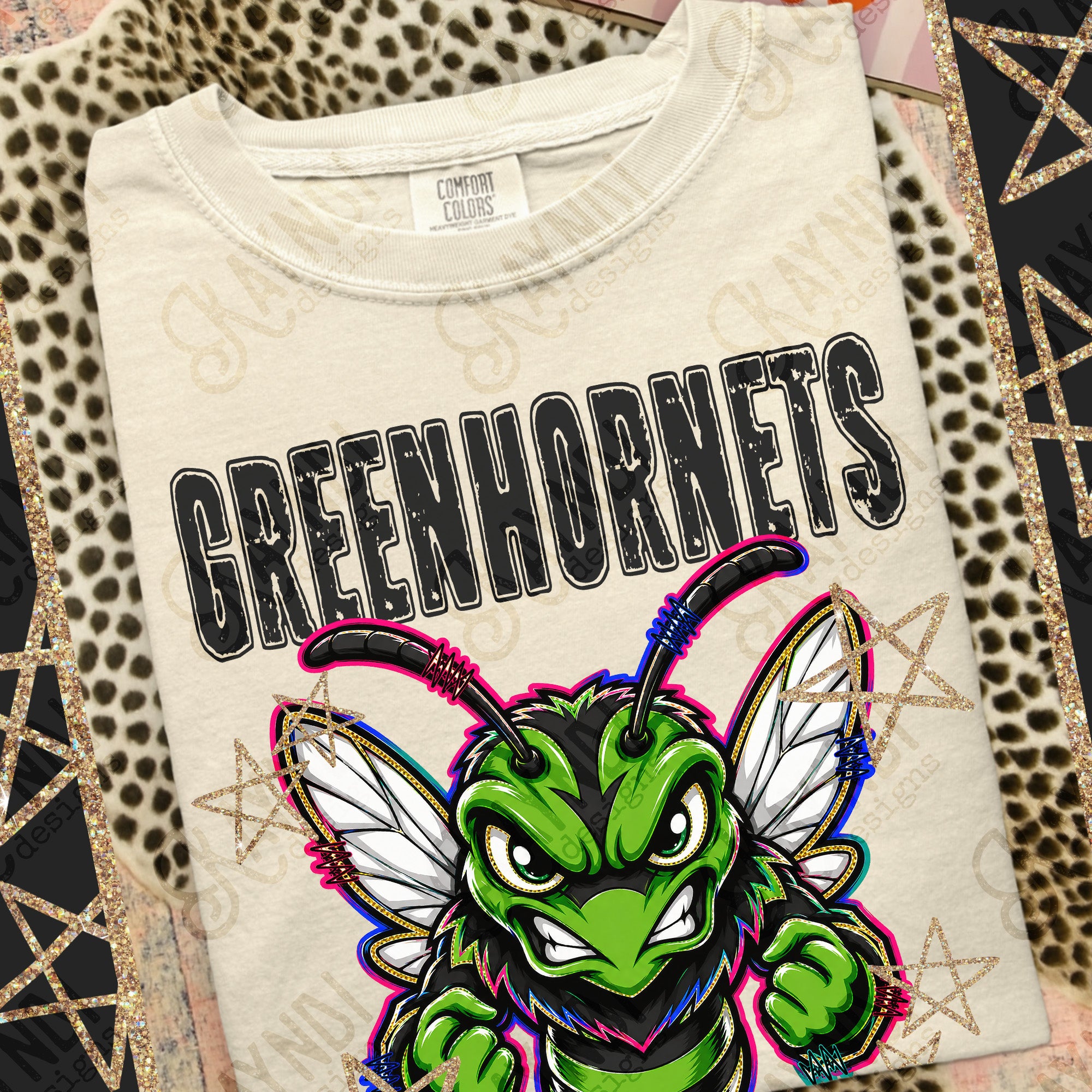 Grunge Varsity Green Hornets mockup
