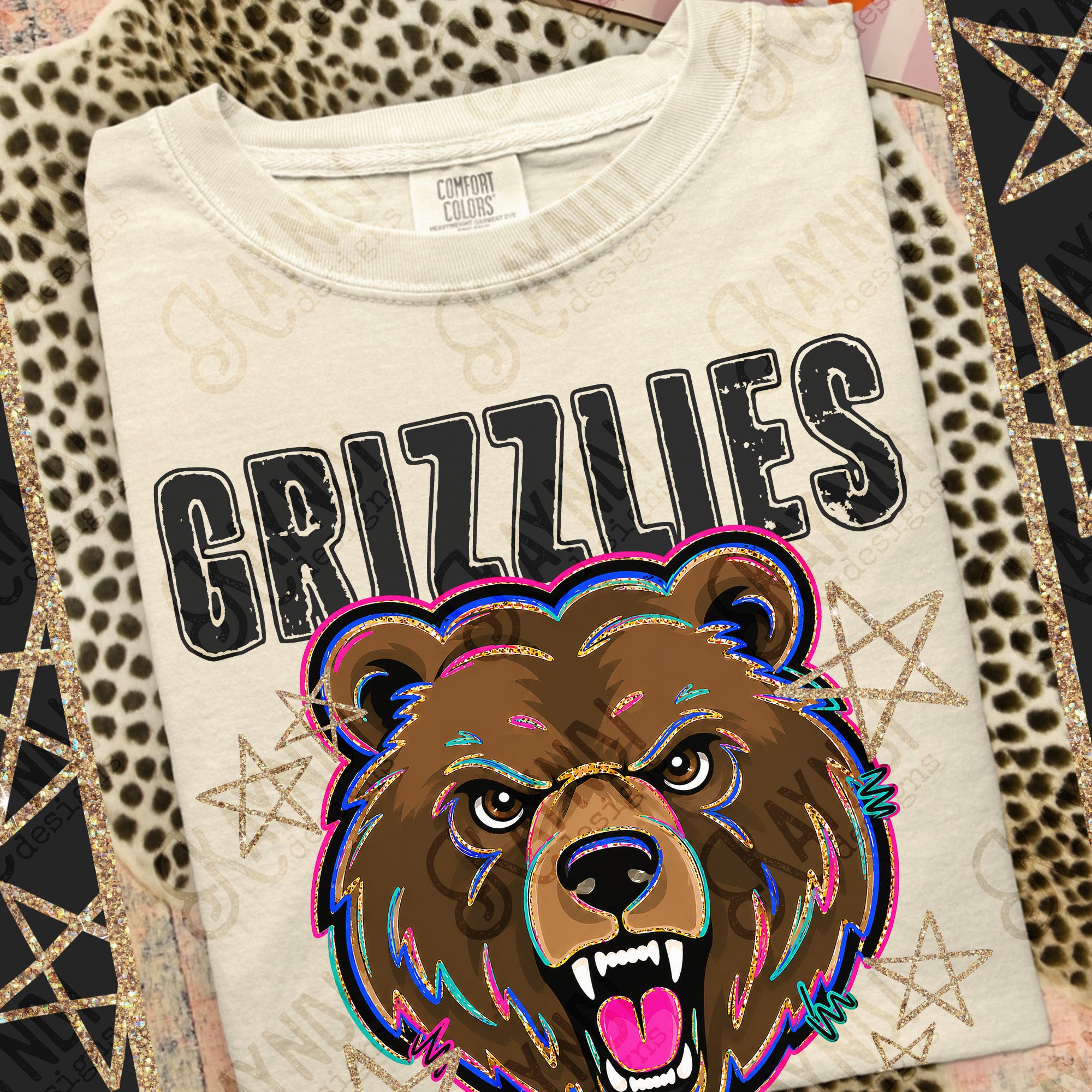 Grunge Varsity Grizzlies mockup