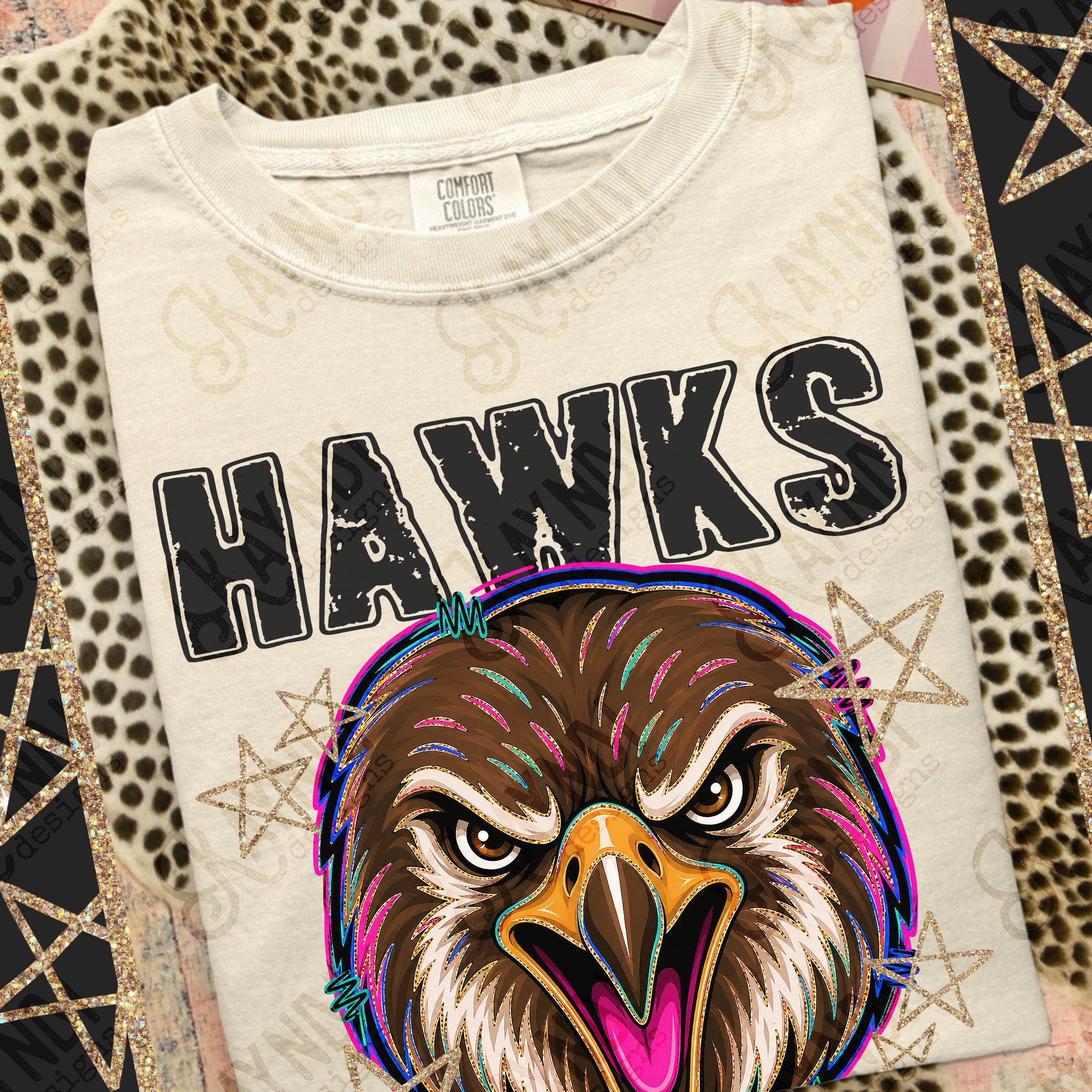 Grunge Varsity Hawks mockup