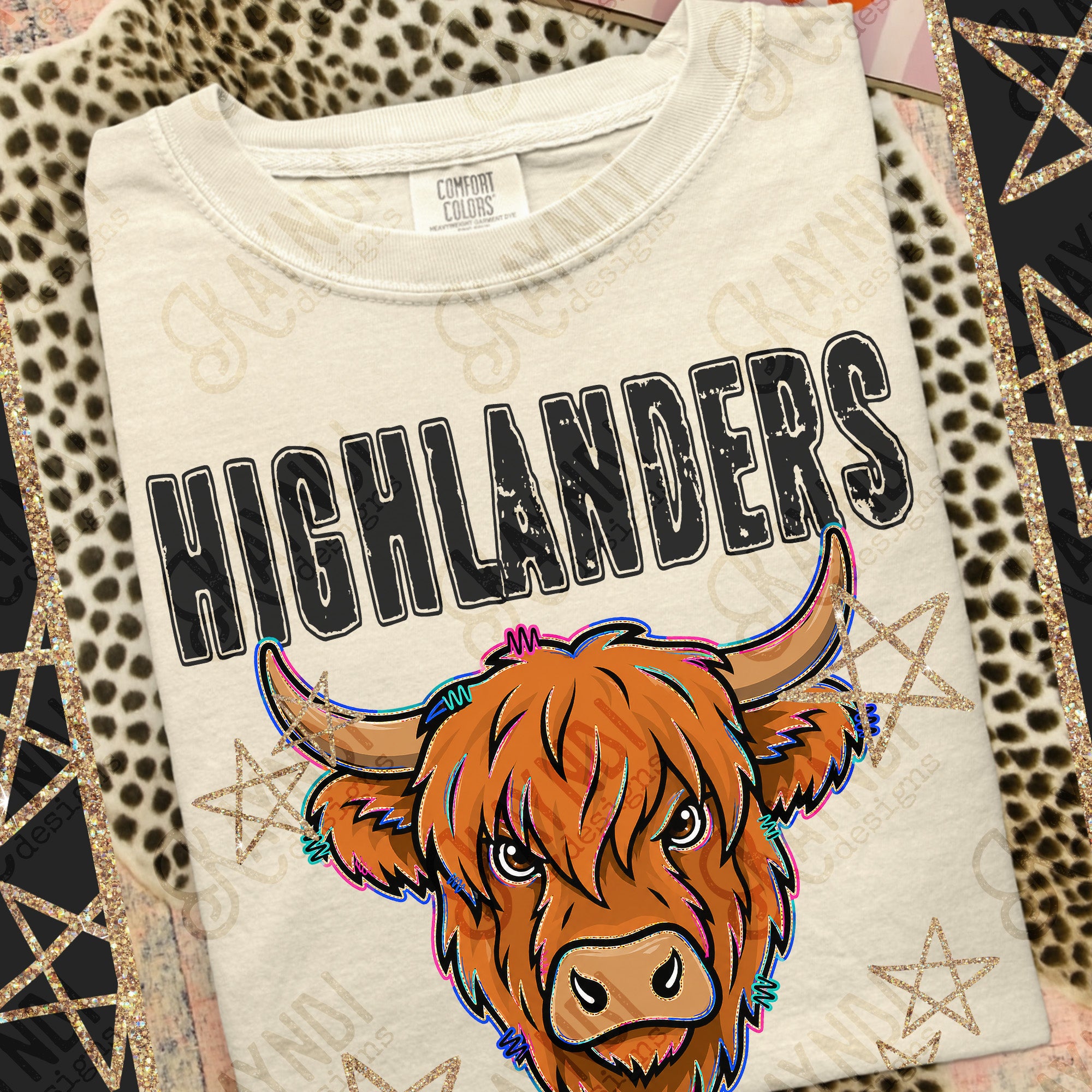 Grunge Varsity Highlanders mockup