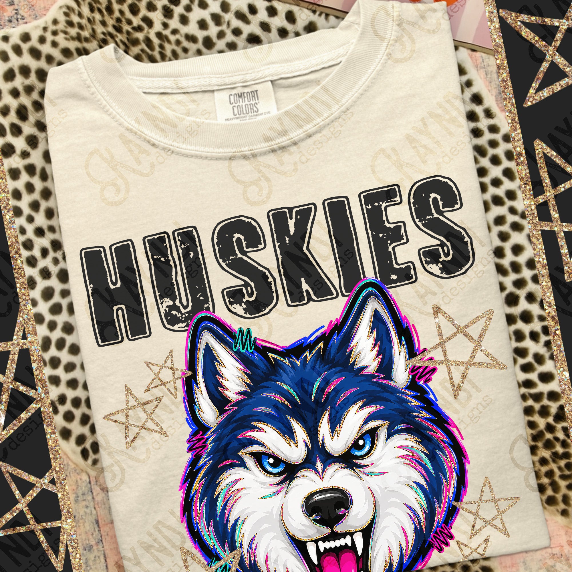 Grunge Varsity Huskies mockup