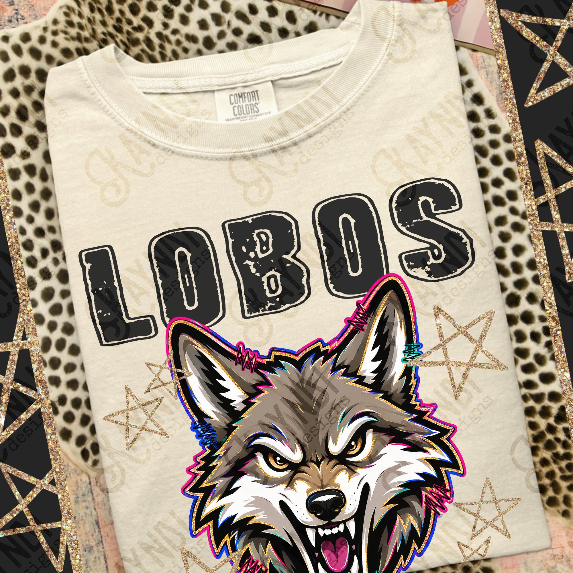 Grunge Varsity Lobos mockup