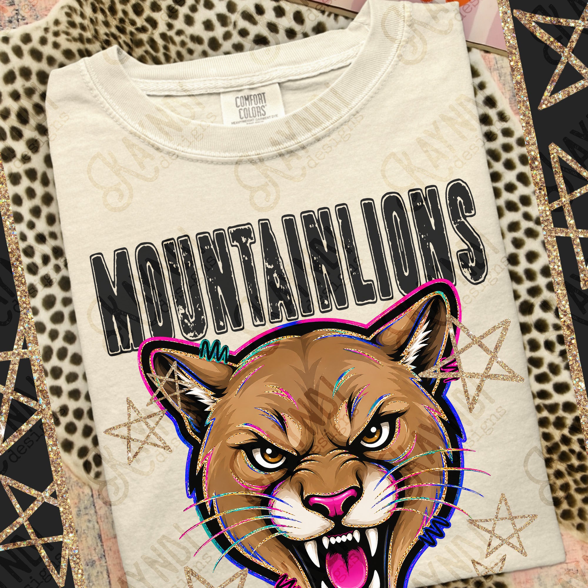 Grunge Varsity Mountain Lions mockup