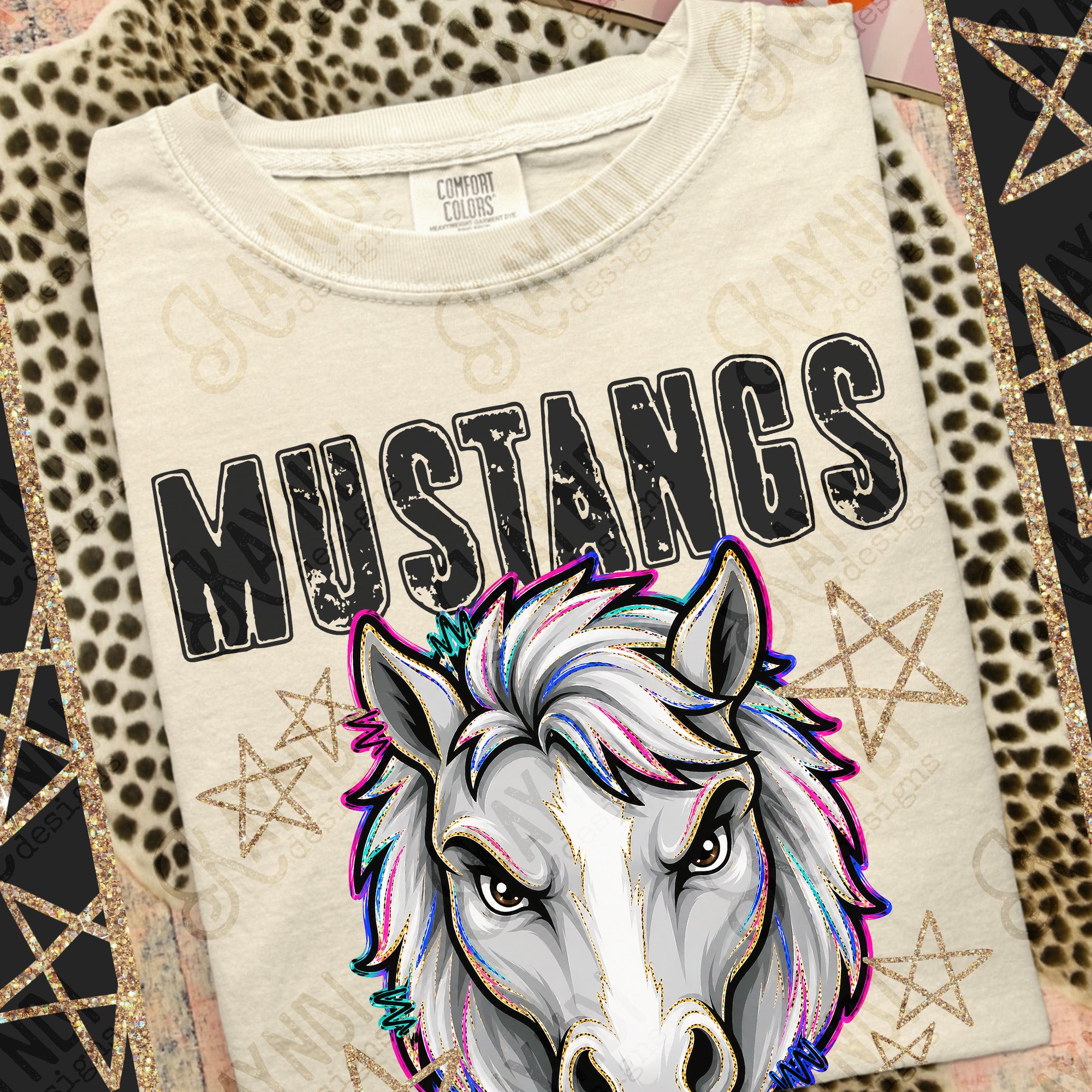 Grunge Varsity Mustangs mockup