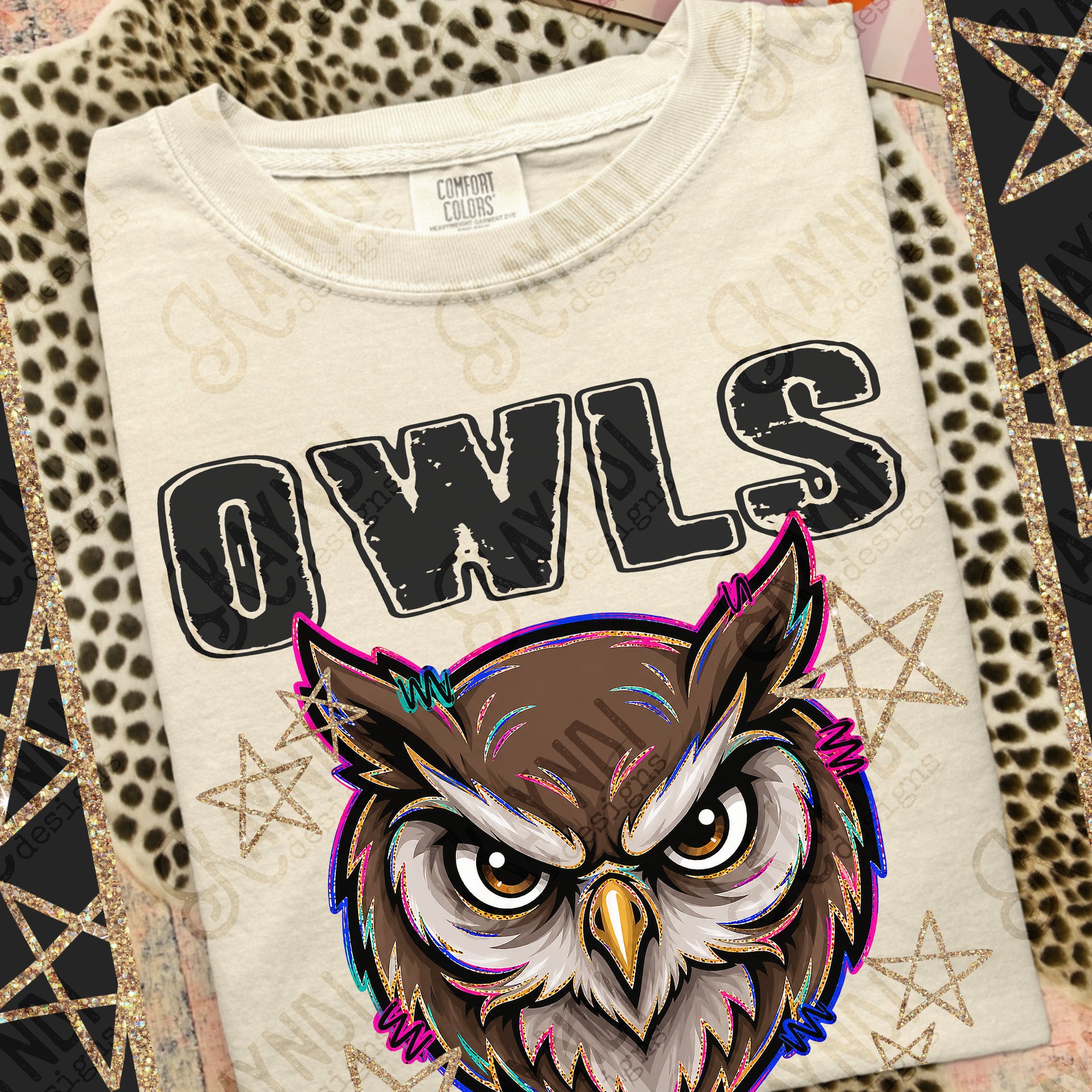 Grunge Varsity Owls mockup