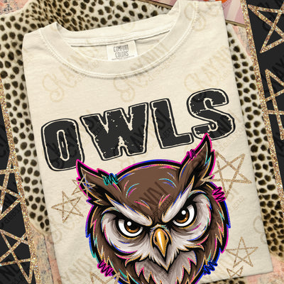 Grunge Varsity Owls mockup