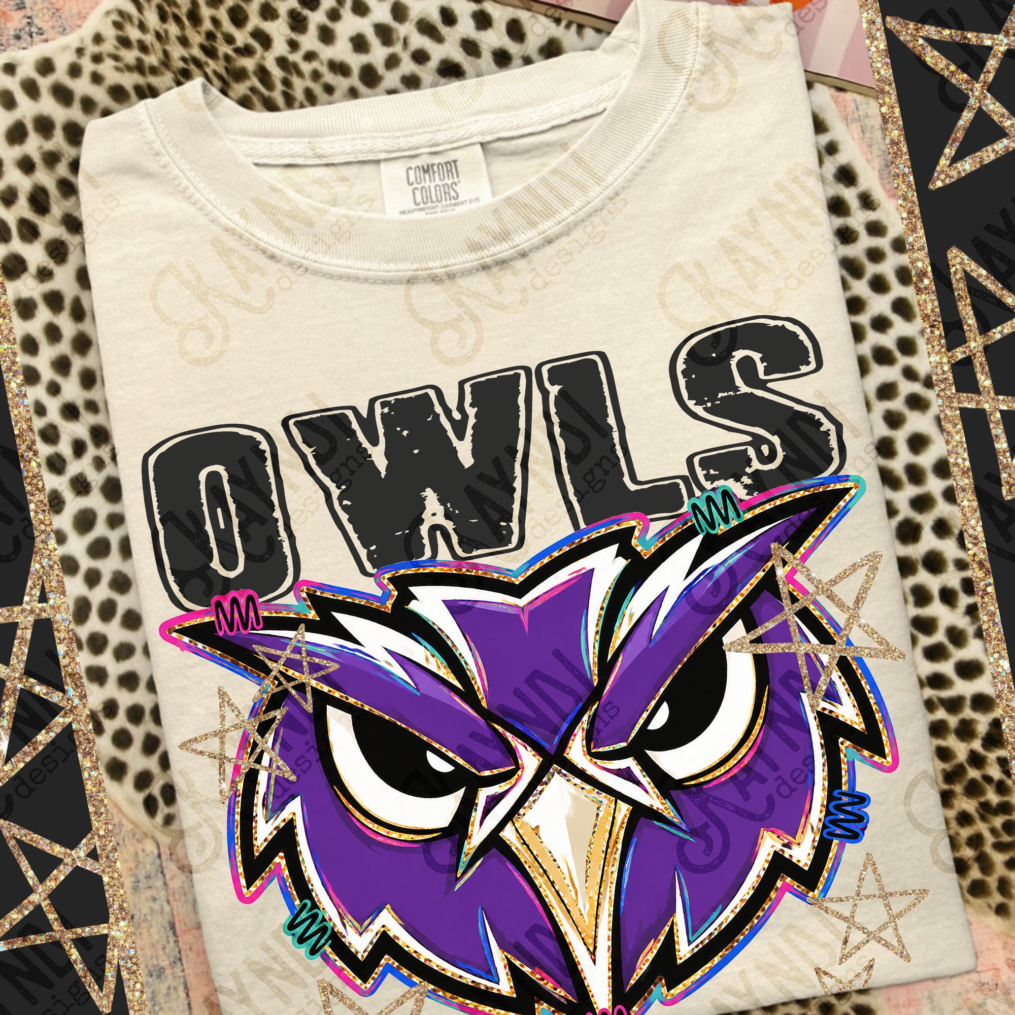 Grunge Varsity Owls 3 mockup