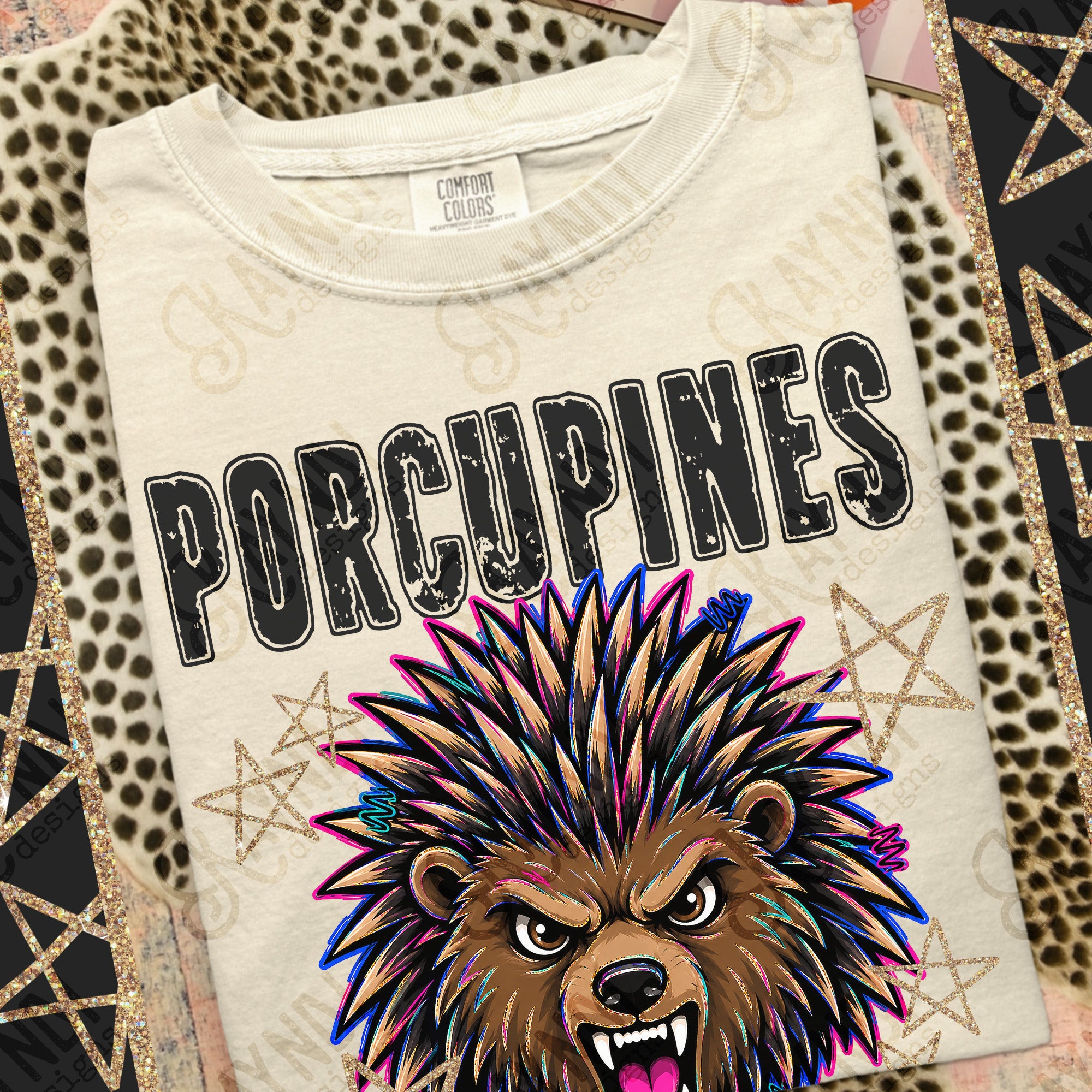 Grunge Varsity Porcupines mockup