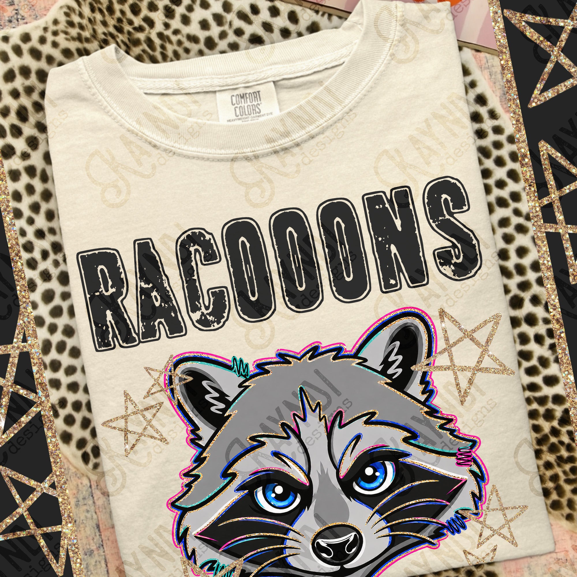 Grunge Varsity Racooons mockup