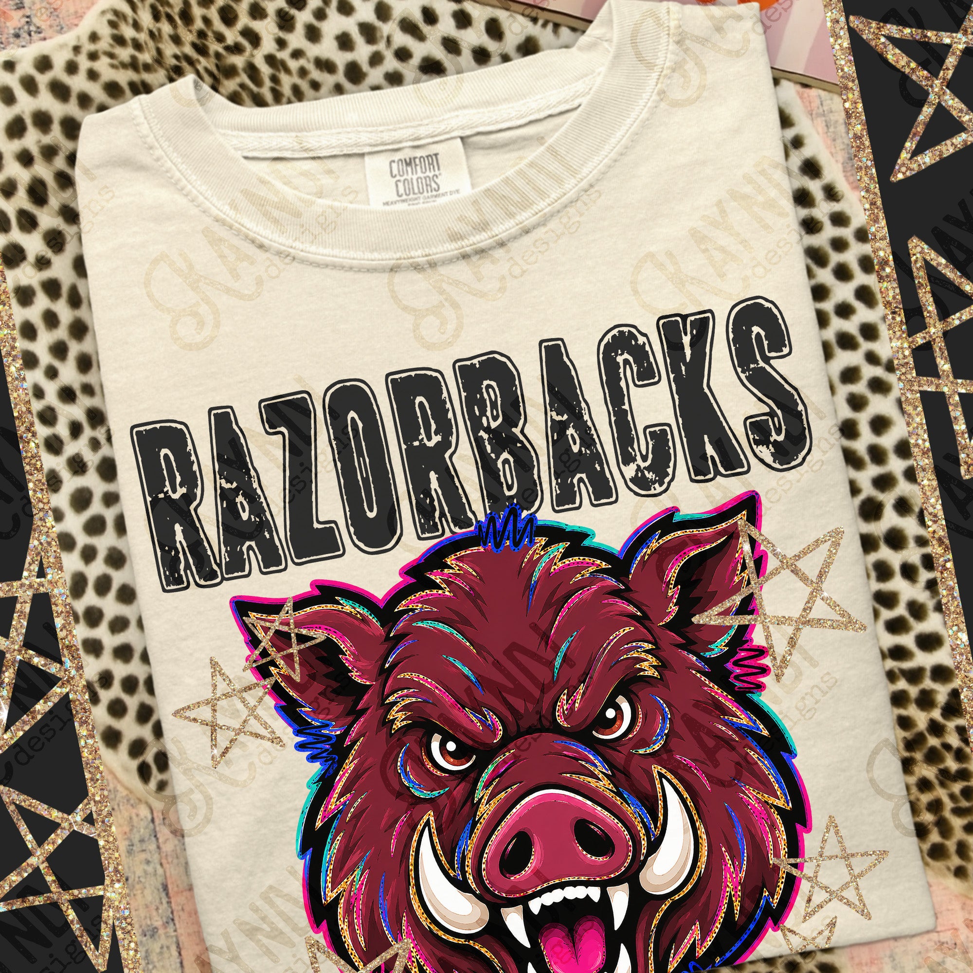 Grunge Varsity Razorbacks mockup