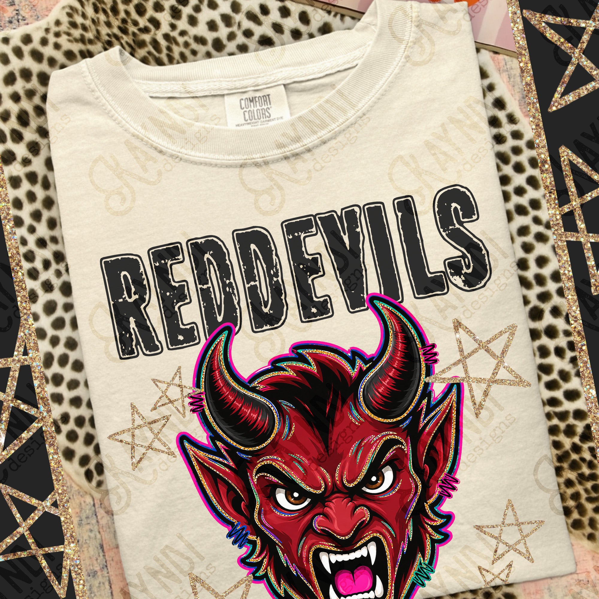 Grunge Varsity Red Devils mockup