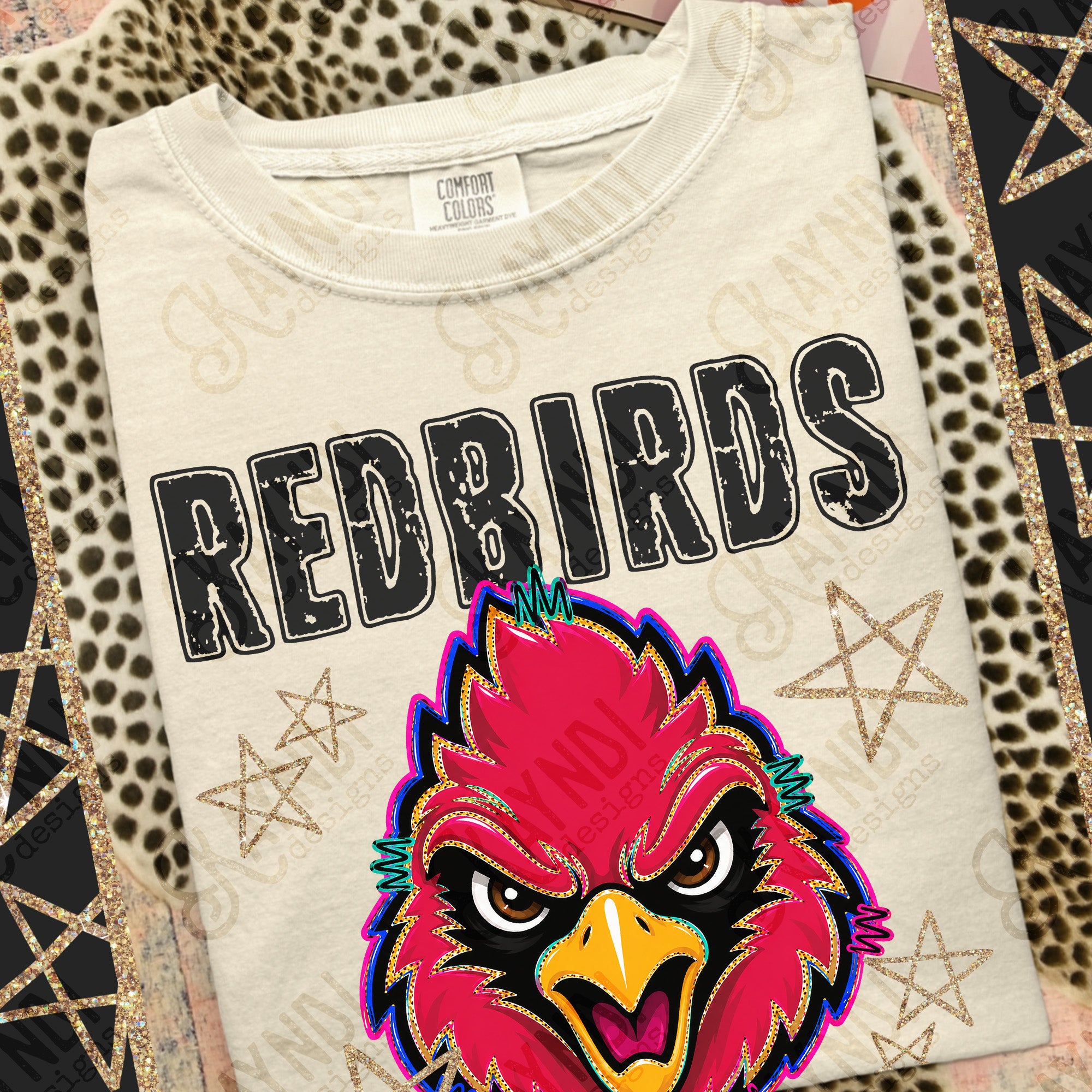 Grunge Varsity Redbirds mockup