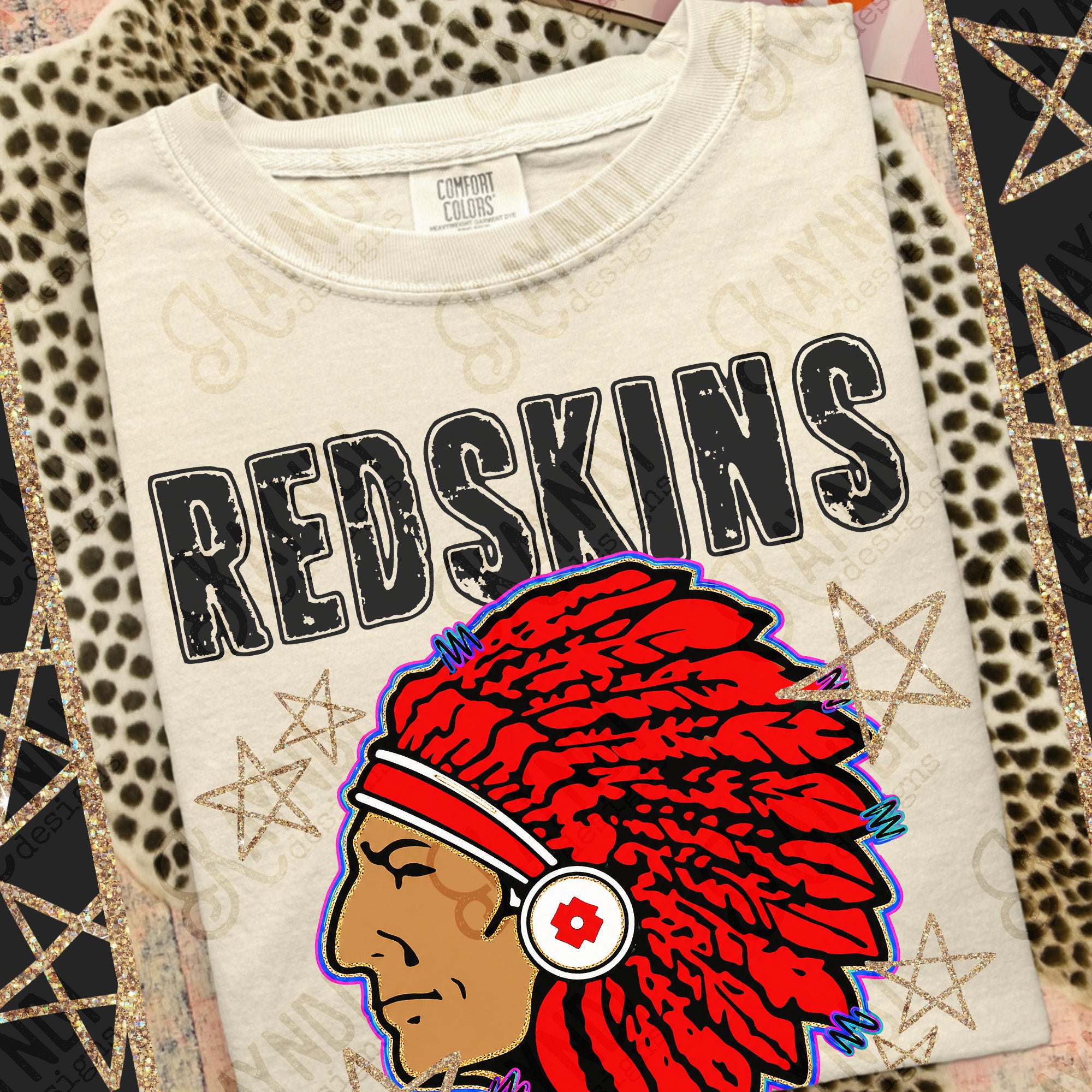 Grunge Varsity Redskins mockup