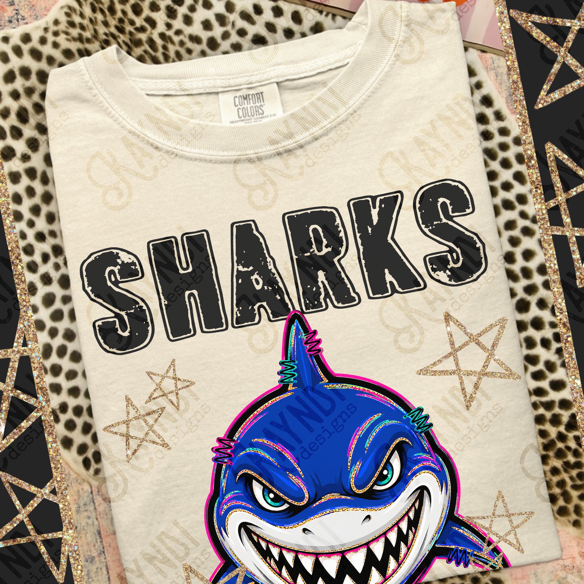 Grunge Varsity Sharks mockup