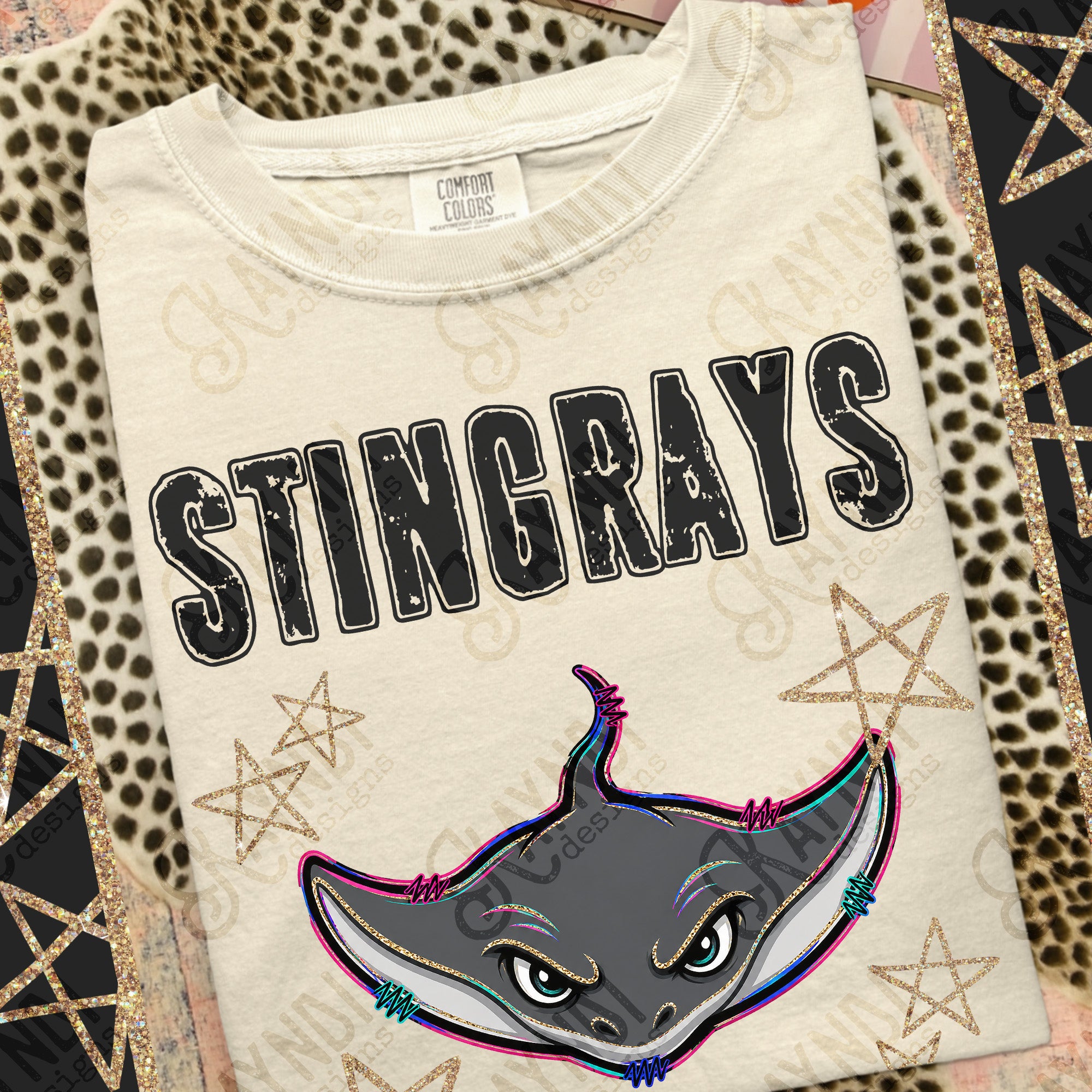 Grunge Varsity Stingrays mockup
