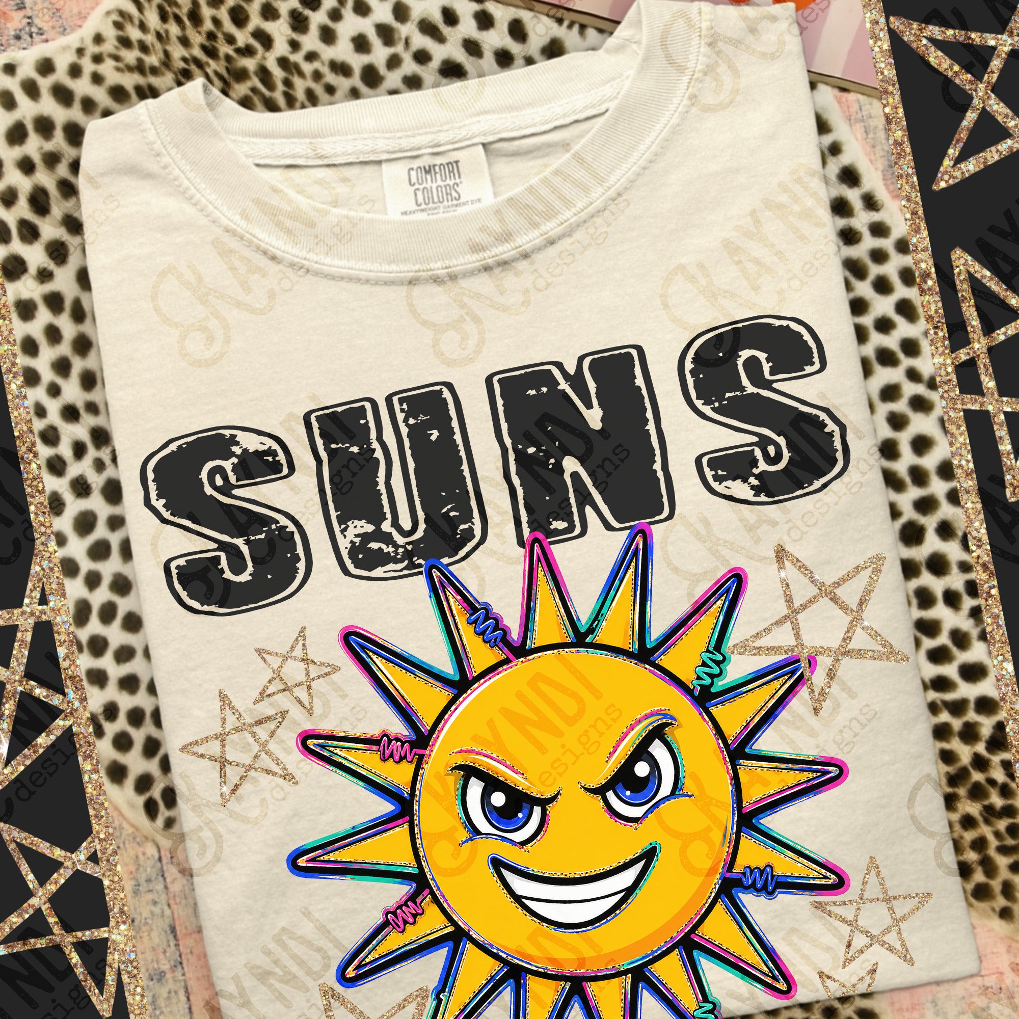 Grunge Varsity Suns mockup