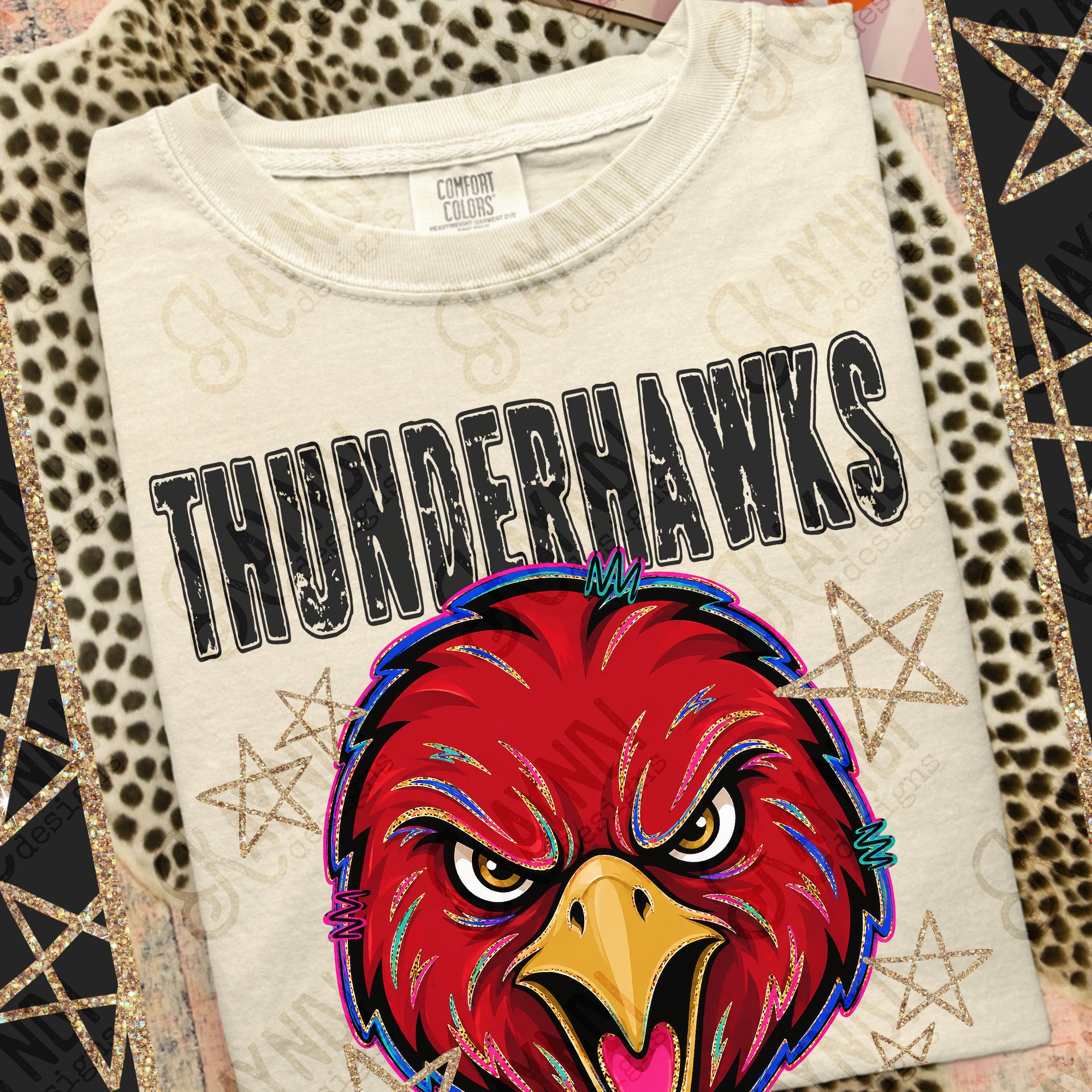 Grunge Varsity Thunderhawks mockup