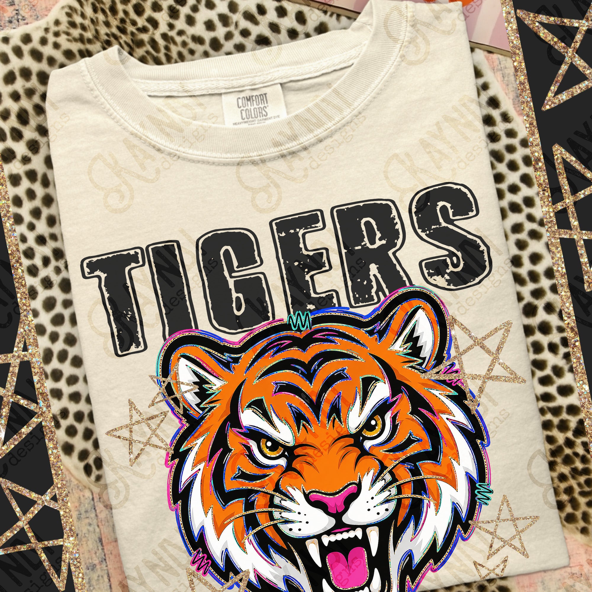Grunge Varsity Tigers mockup