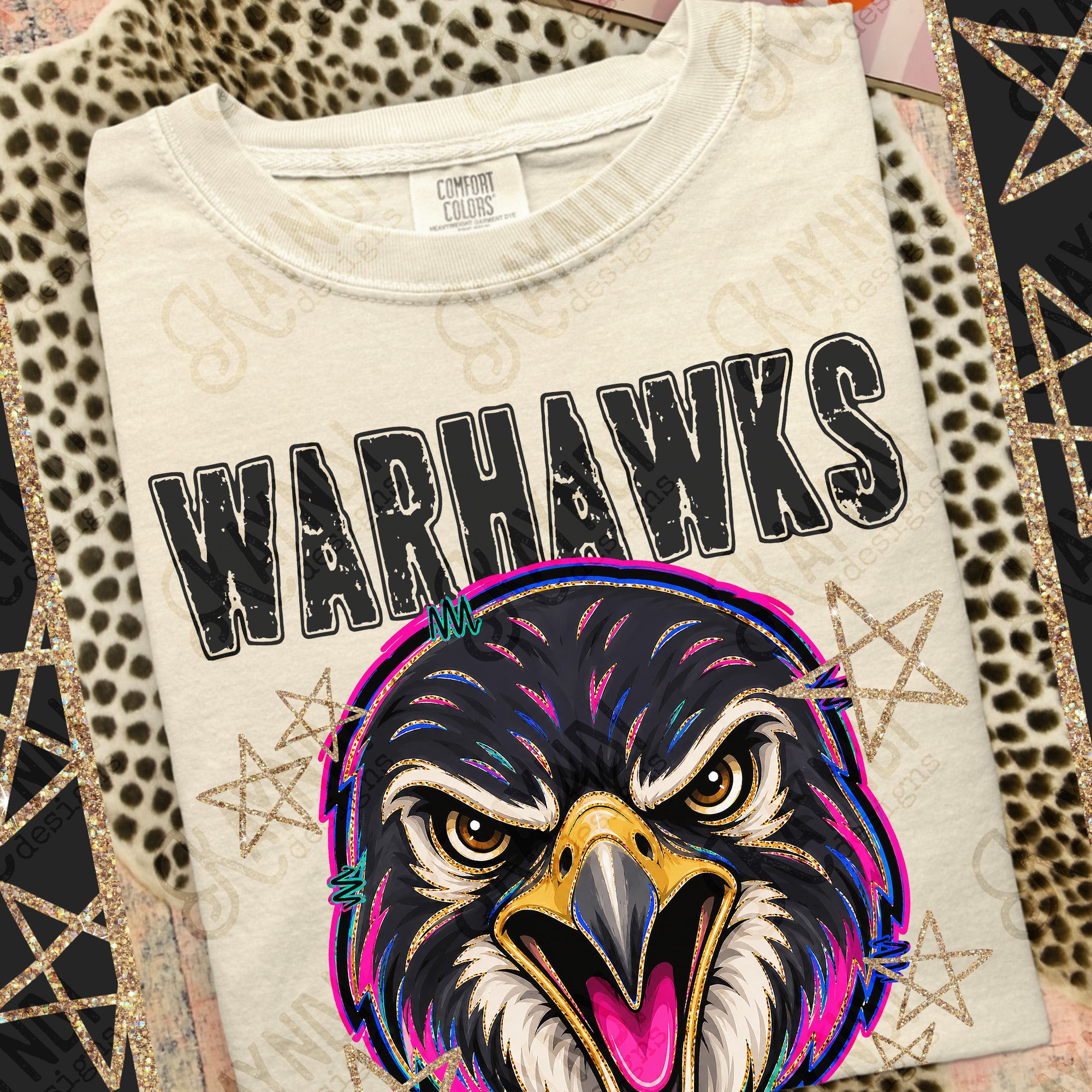 Grunge Varsity Warhawks mockup