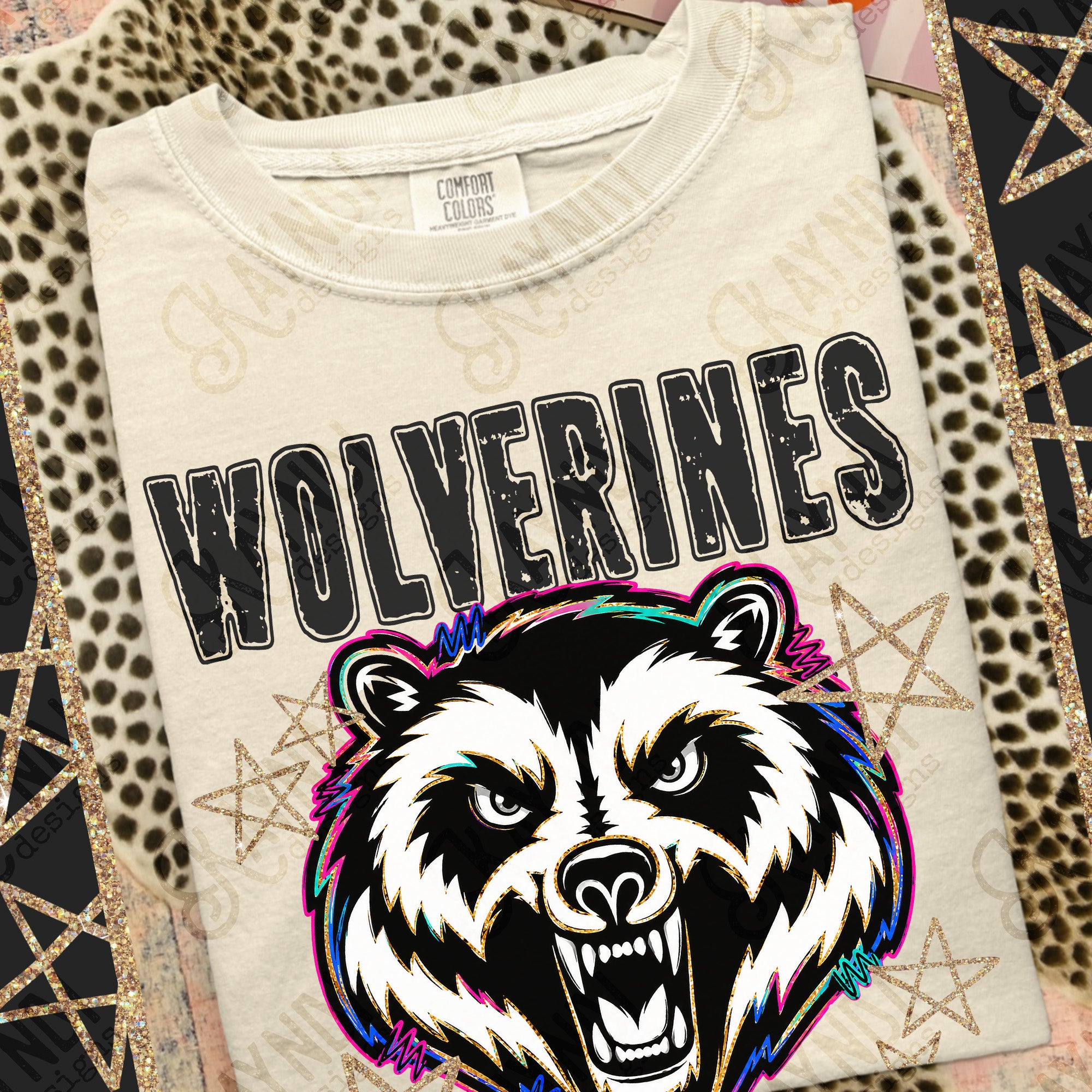 Grunge Varsity Wolverines mockup