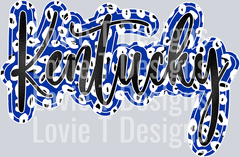 Kentucky Script Blue Leopard Black Foil