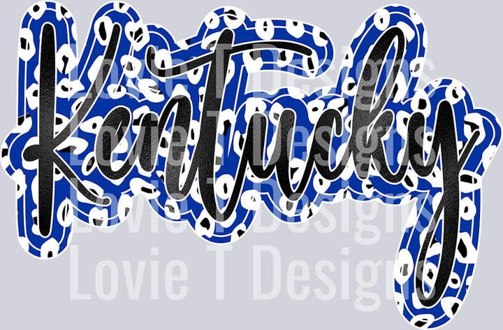 Kentucky Script Blue Leopard Black Foil
