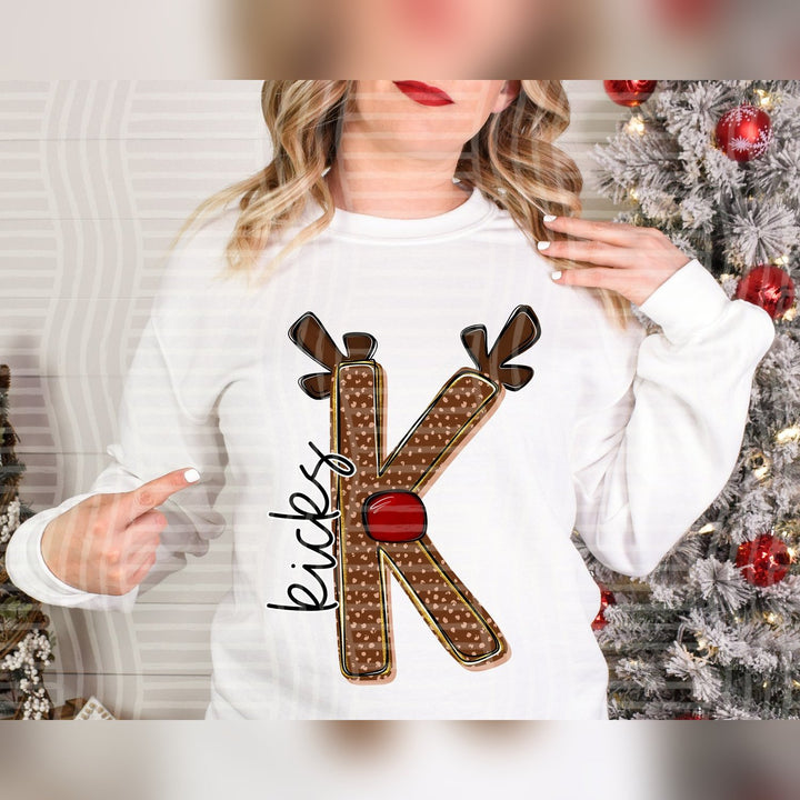 Kicks Deer Antler Initial Mascots DTF transfer