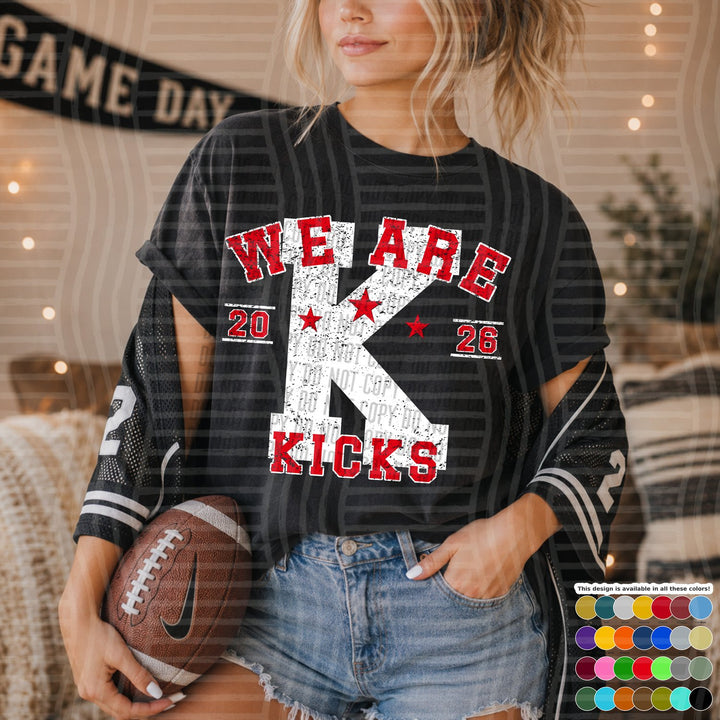 Kicks Varsity Initials White Outline Mascots DTF transfer