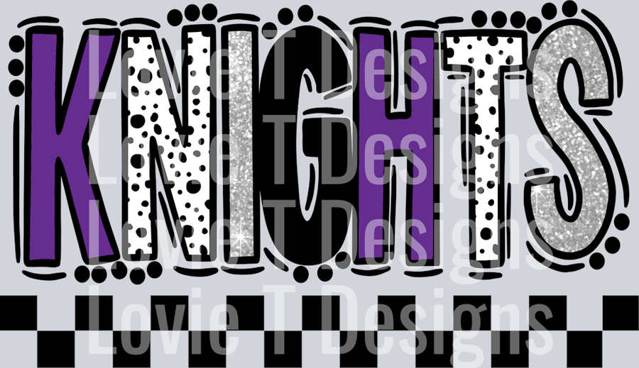 Kights Purple Light Gray Doodle Dot