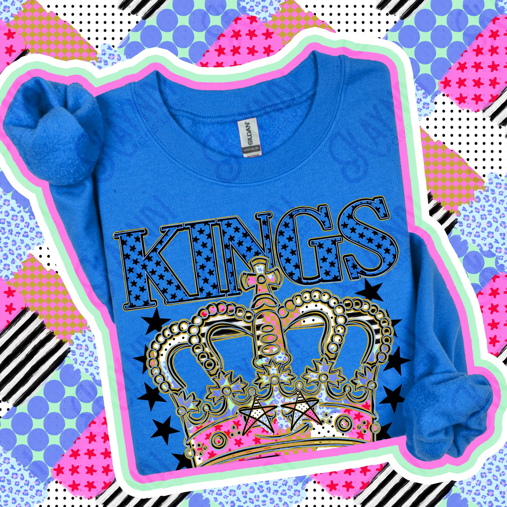 Patchwork Varsity Stars Mascots Kings design