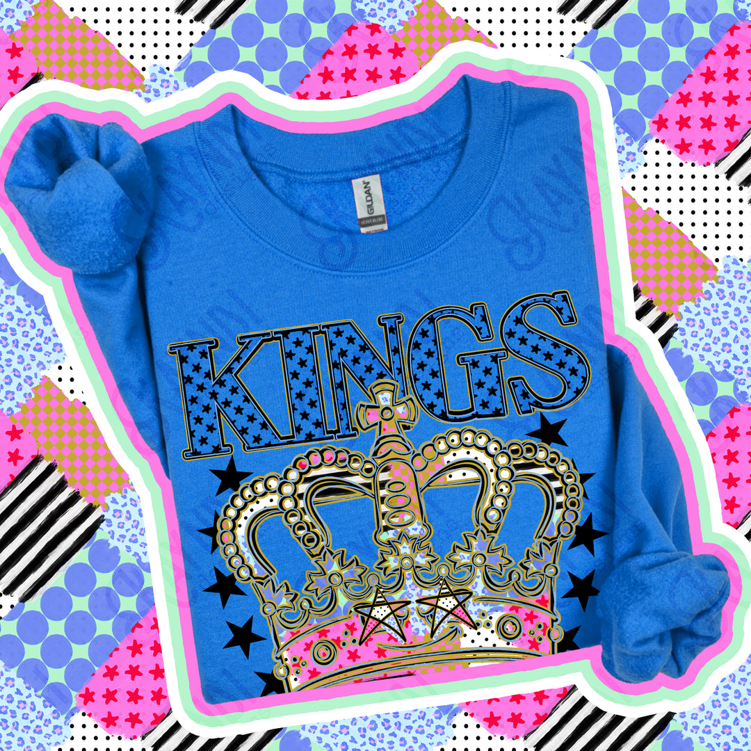 Kings Patchwork Varsity Stars mascot DTF transfer
