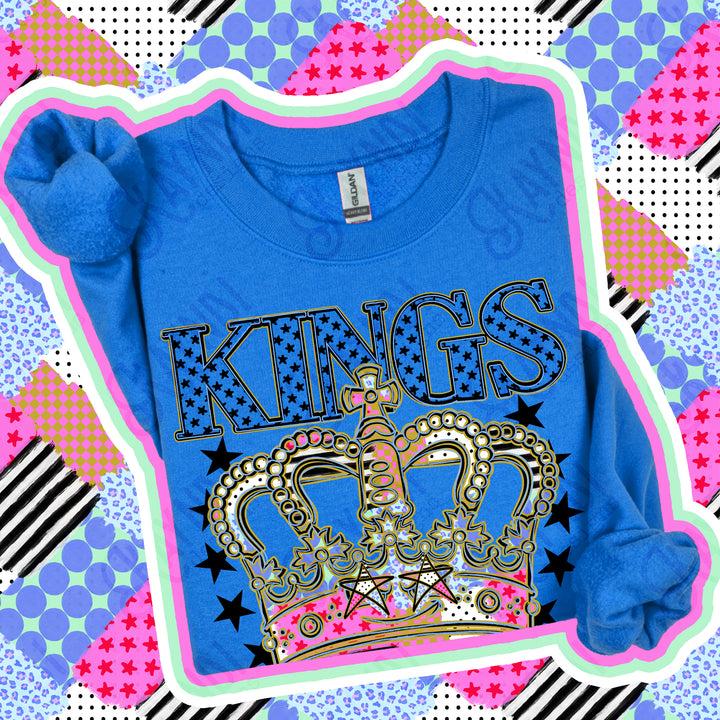 Kings Patchwork Varsity Stars mascot DTF transfer