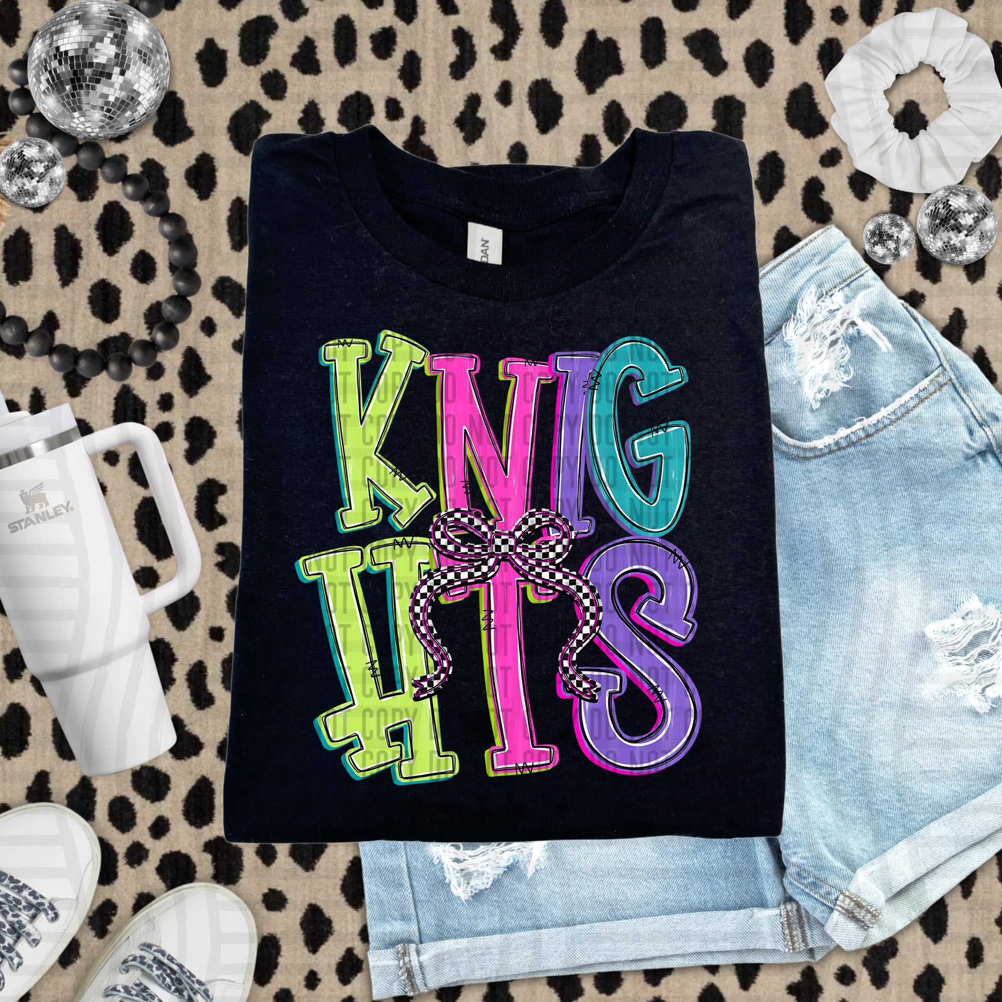 Checker Neons Stacked Mascots Knights design