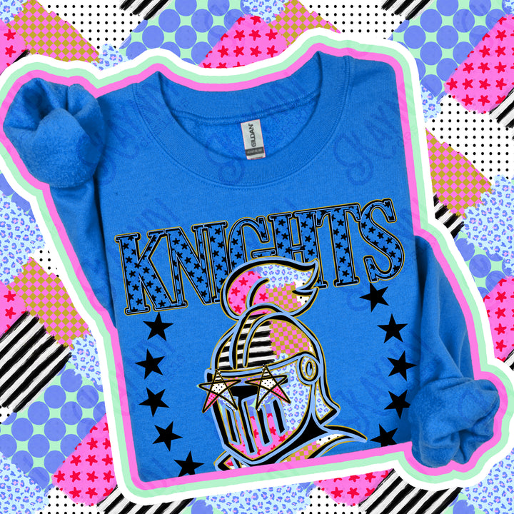 Knights Patchwork Varsity Stars mascot DTF transfer