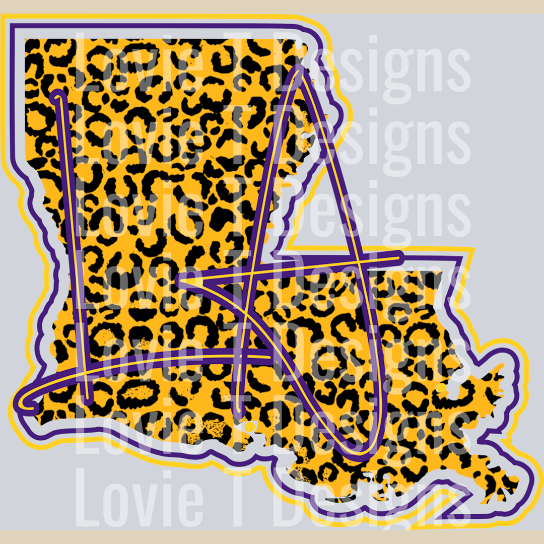 La Purple Yellow State Leopard Print – DTF Transfer – product image