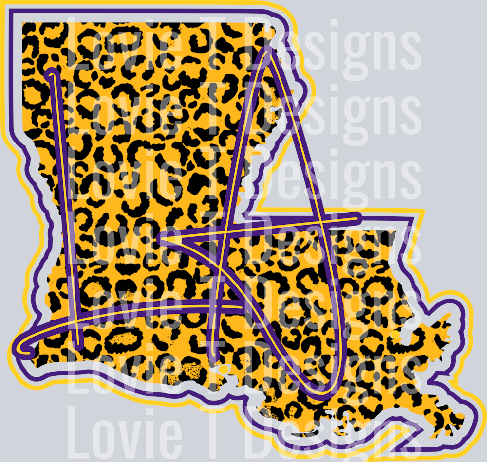 LA Purple Yellow State Leopard Print