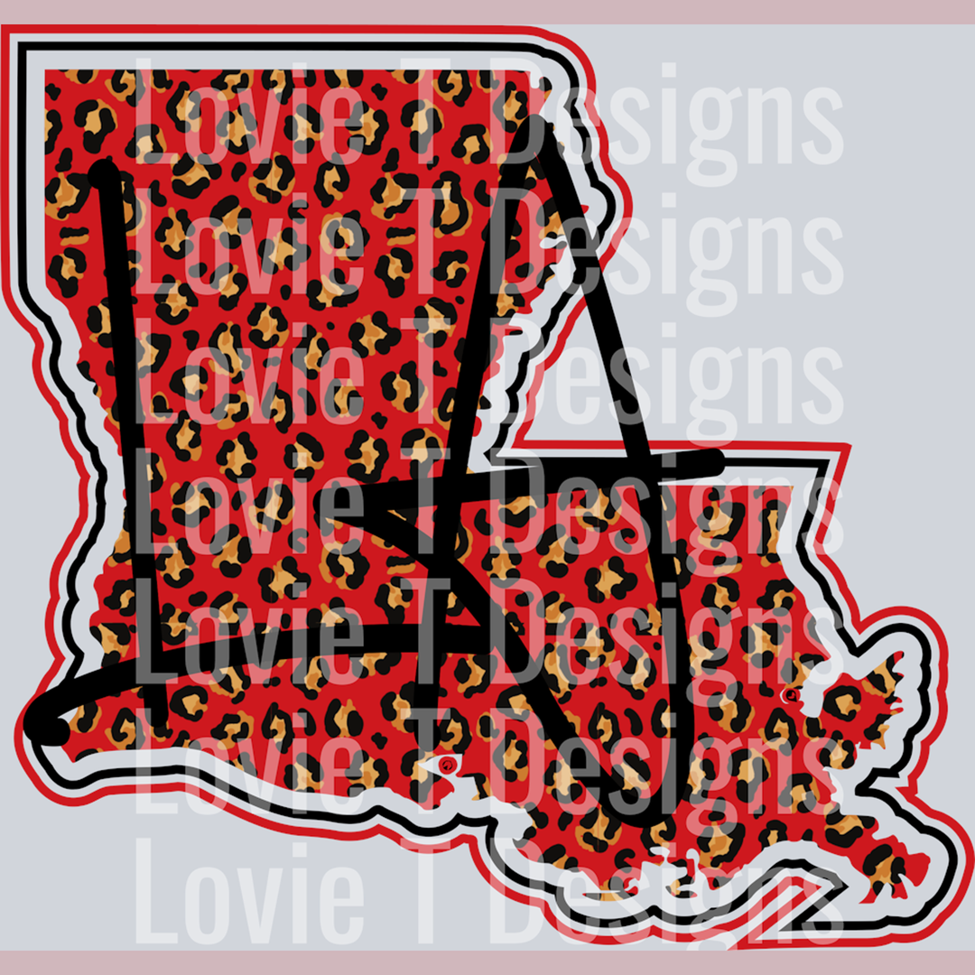 La Red Blk State Leopard Print – DTF Transfer – product image