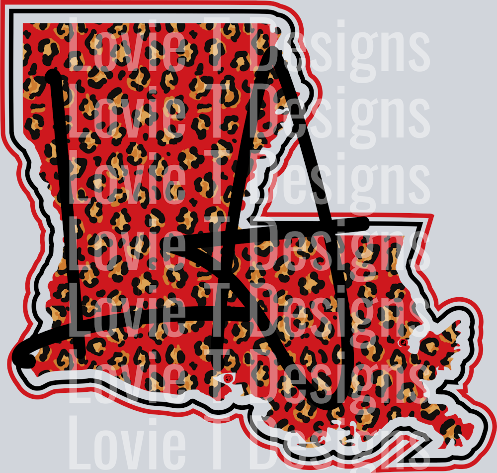 LA Red Blk State Leopard Print